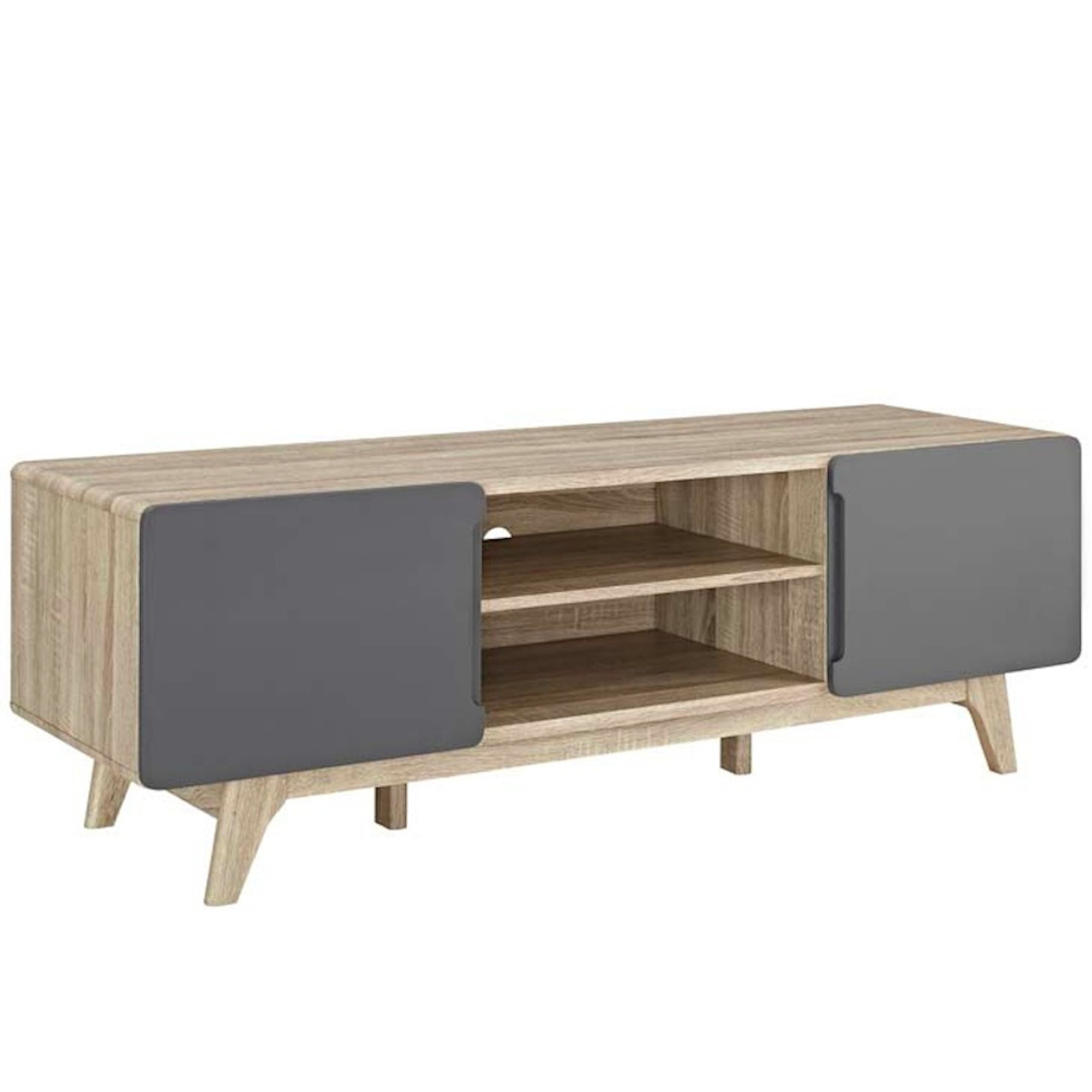 59″ Mid Century Modern LED LCD DLP HD TV Stand Credenza Media Natural Gray