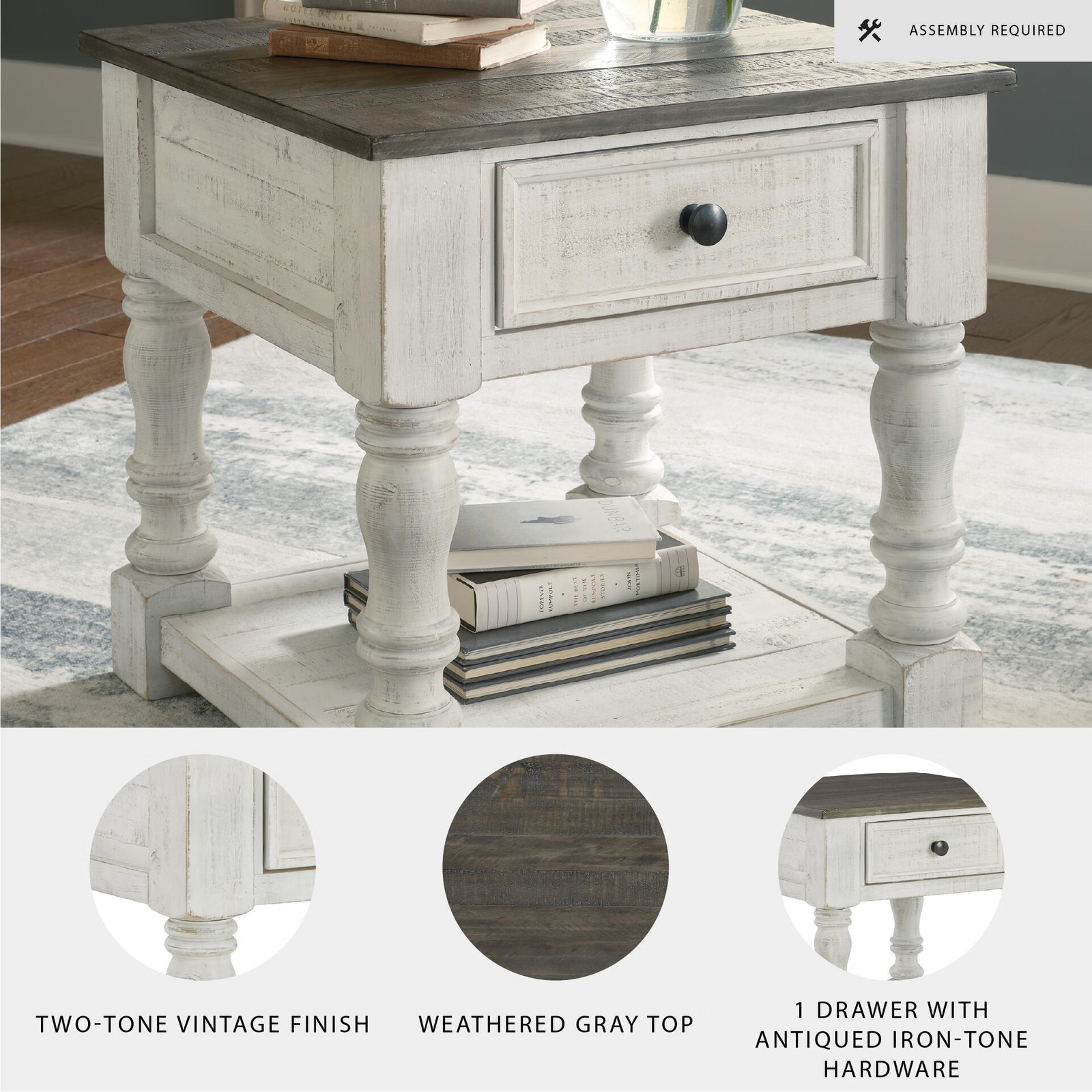 Signature Design by Ashley Havalance, White and Gray Distressed Two-Tone