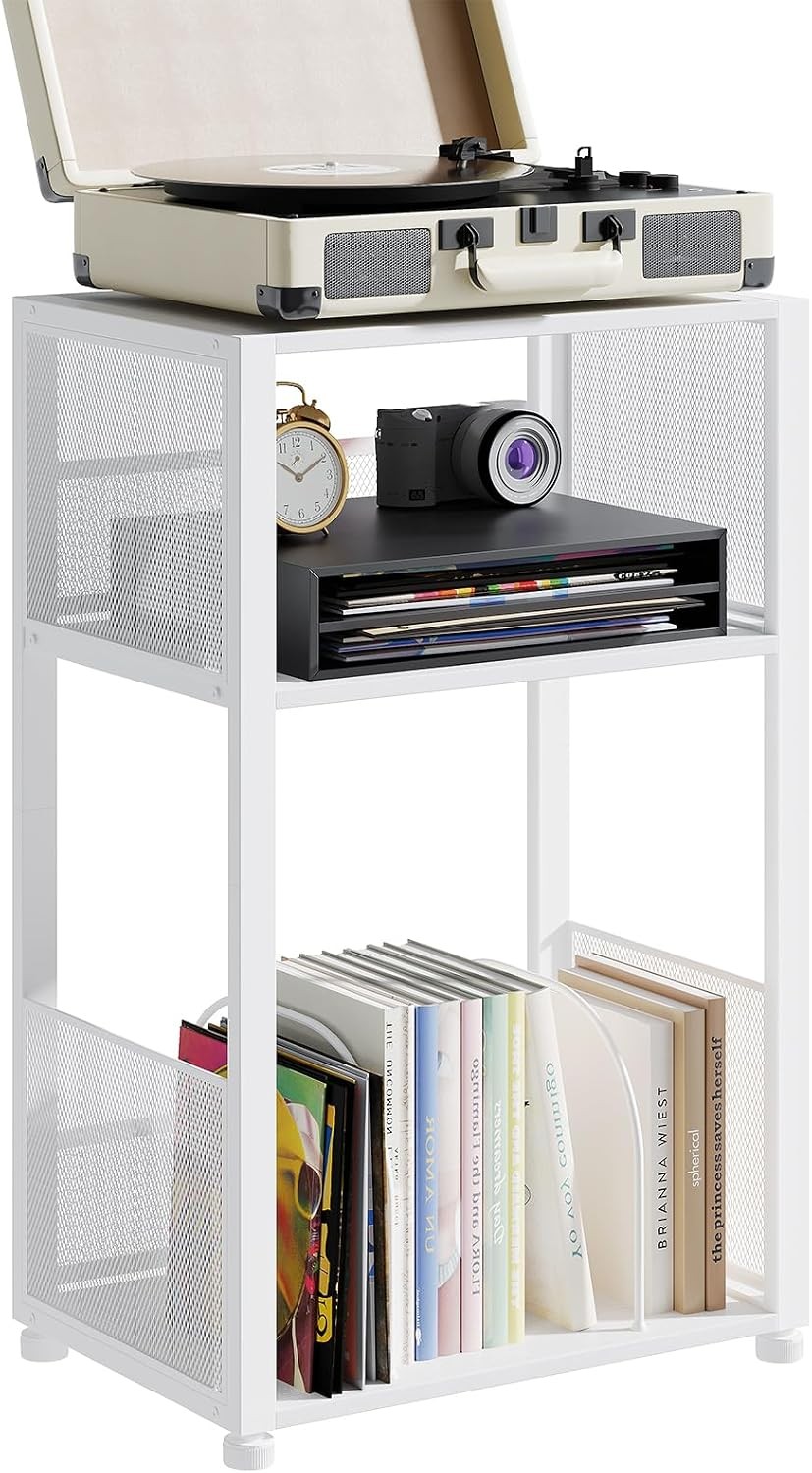 3 Tier Record Player Stand,Record Storage Table Up to 100 Albums Display Shelf