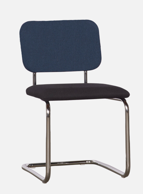 KNOLL CESCA ARMLESS UPHOLSTERED CHAIR BLUE BLACK