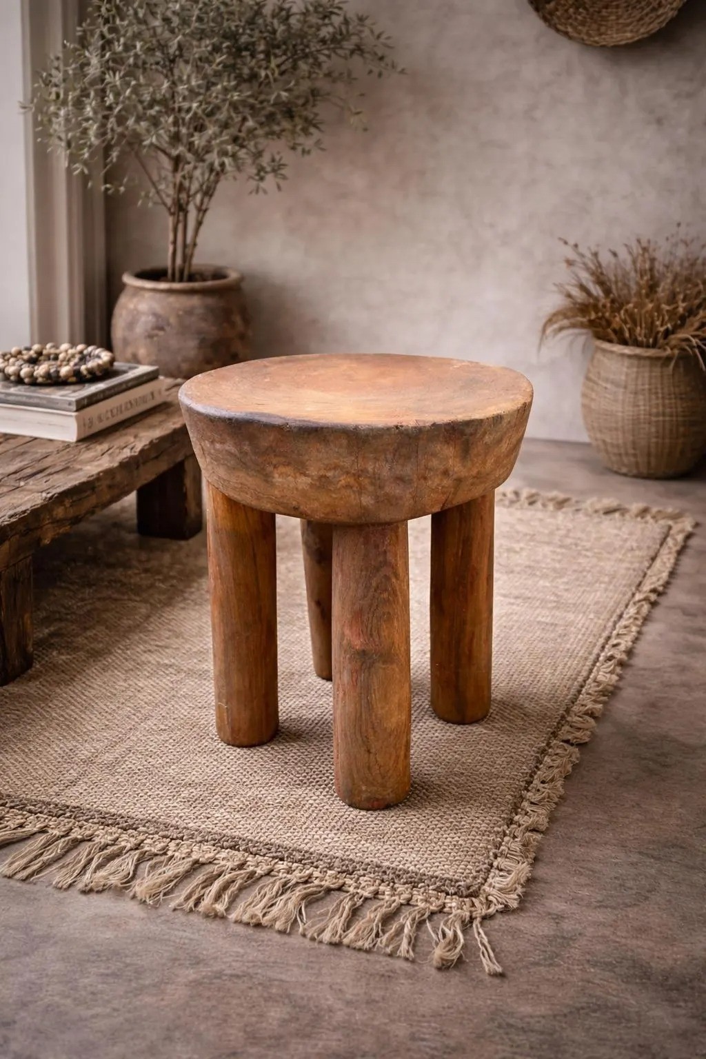 Senufo Wood Stool– Hand-Carved African Tribal Seat from West Africa| Primitive