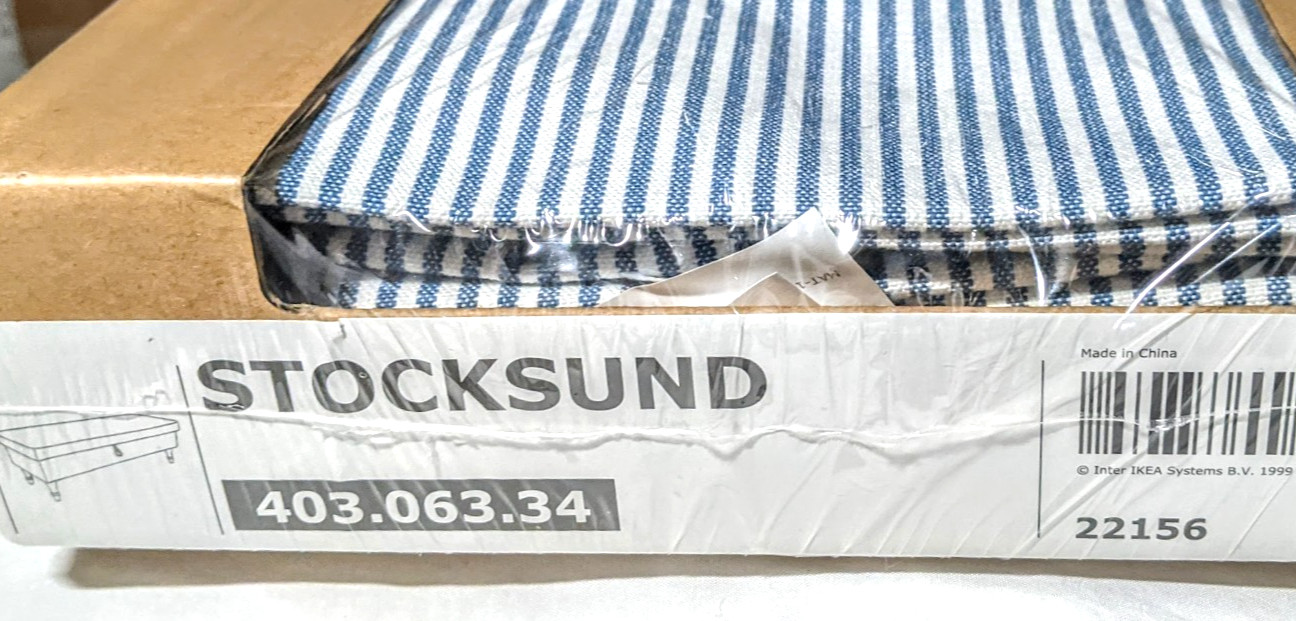 Ikea STOCKSUND BENCH (Footstool/Ottoman Cover Slipcover REMVALLEN BLUE WHITE New