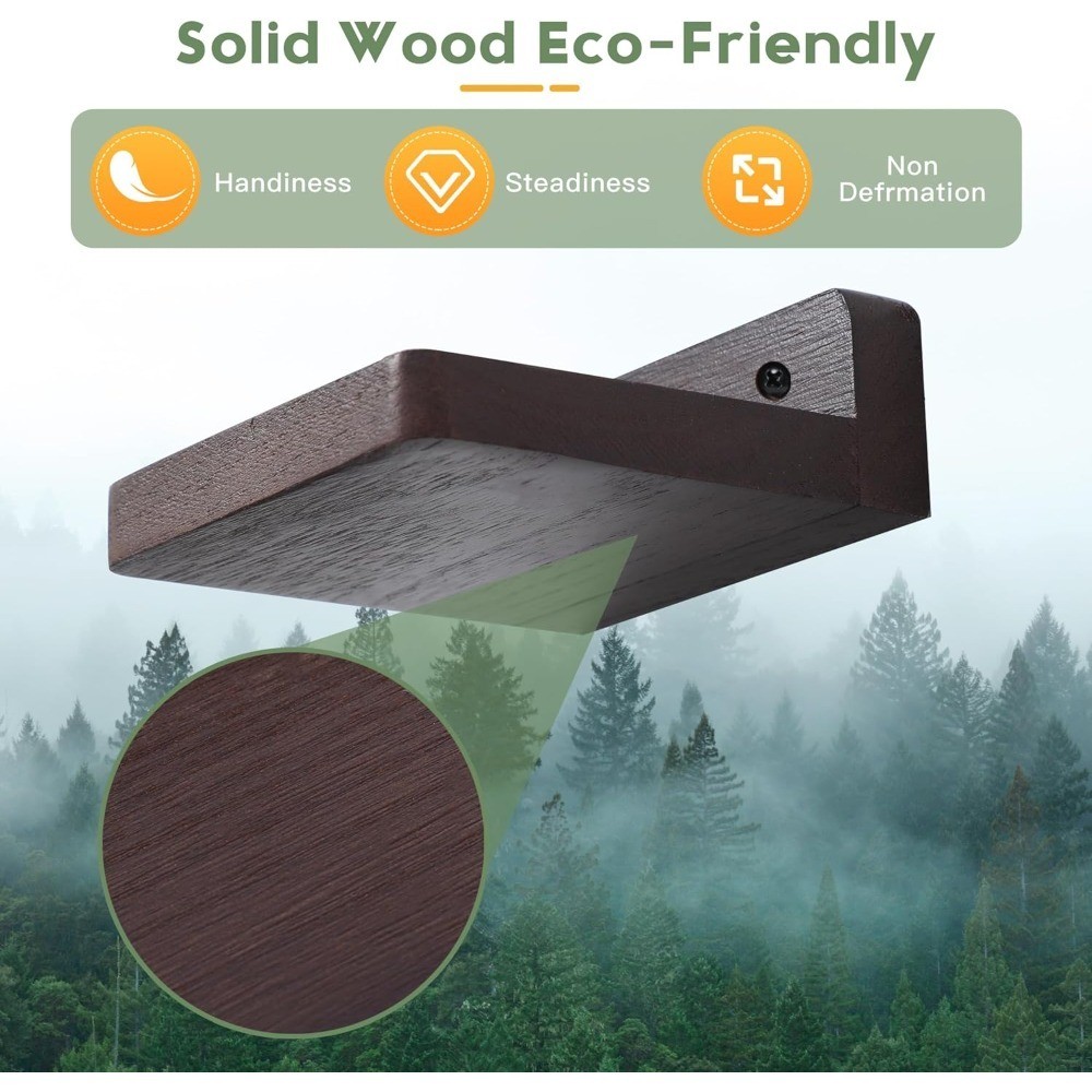 Small Floating Shelf 4×4 Inch Wall Display Ledge Set of 4 Dark Walnut Rustic