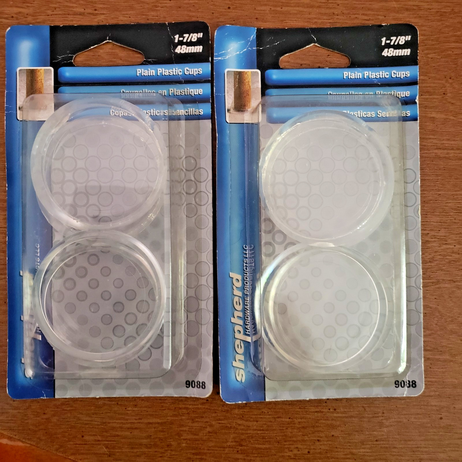 Two packs of 4 Shepherd Plain Plastic Caster Cups 9088 1-7/8″