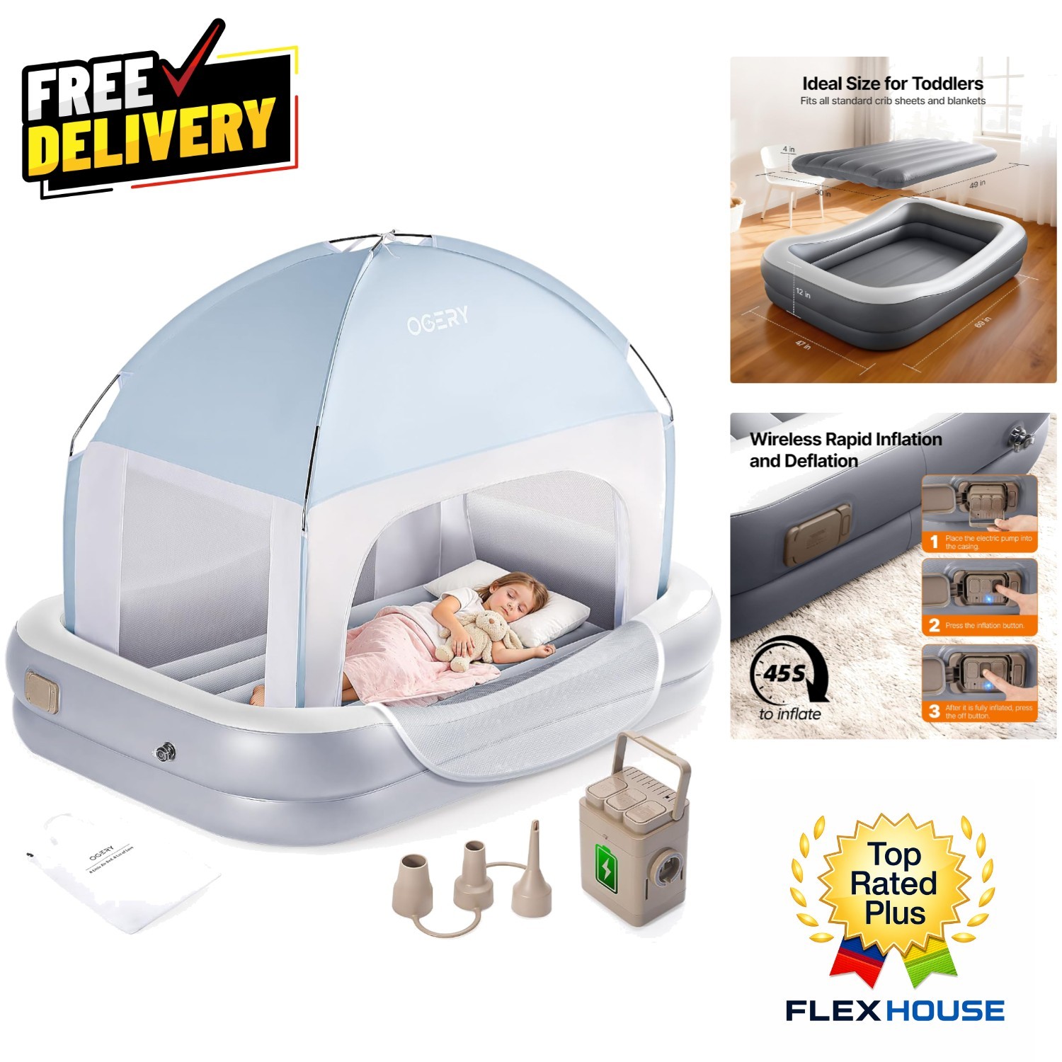 Portable Kids Air Mattress with Breathable Canopy – Ideal for Travel & Camping