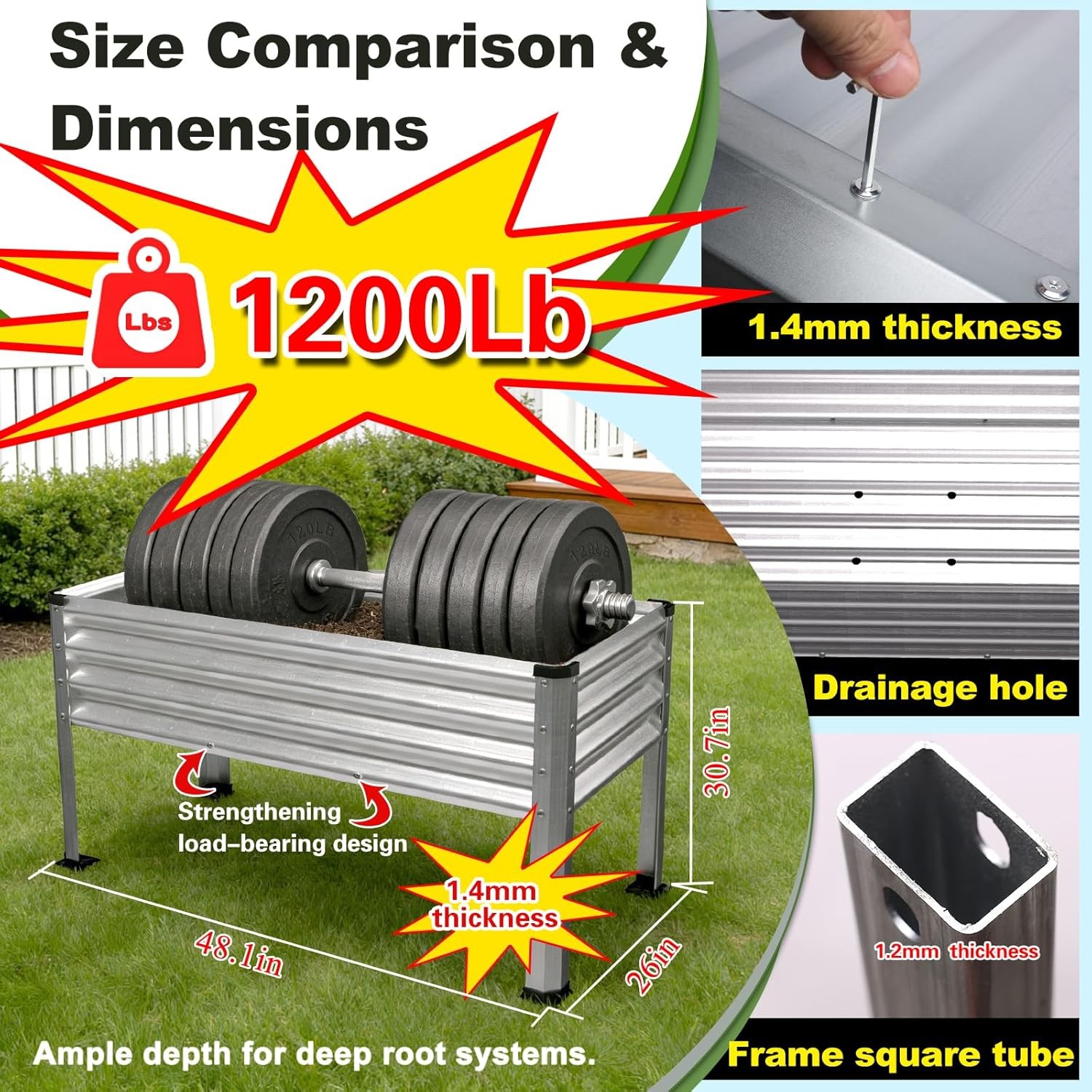 Extra Large Elevated Bed 48x26x30in 1200LB