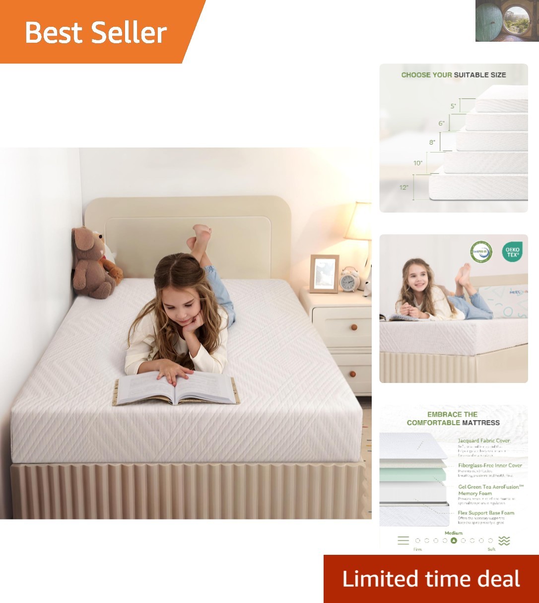 Children’s Twin Size Mattress – CertiPUR-US Memory Foam with Pressure Relief