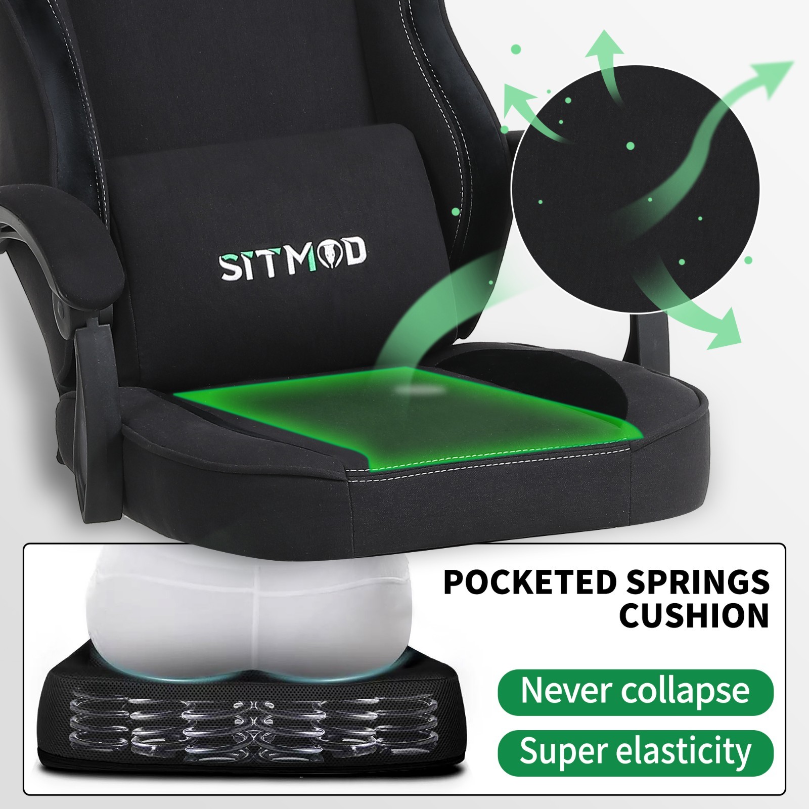 Gaming Chair, Video Gaming Chairs for Adults, Fabric Comfortable Computer Chair
