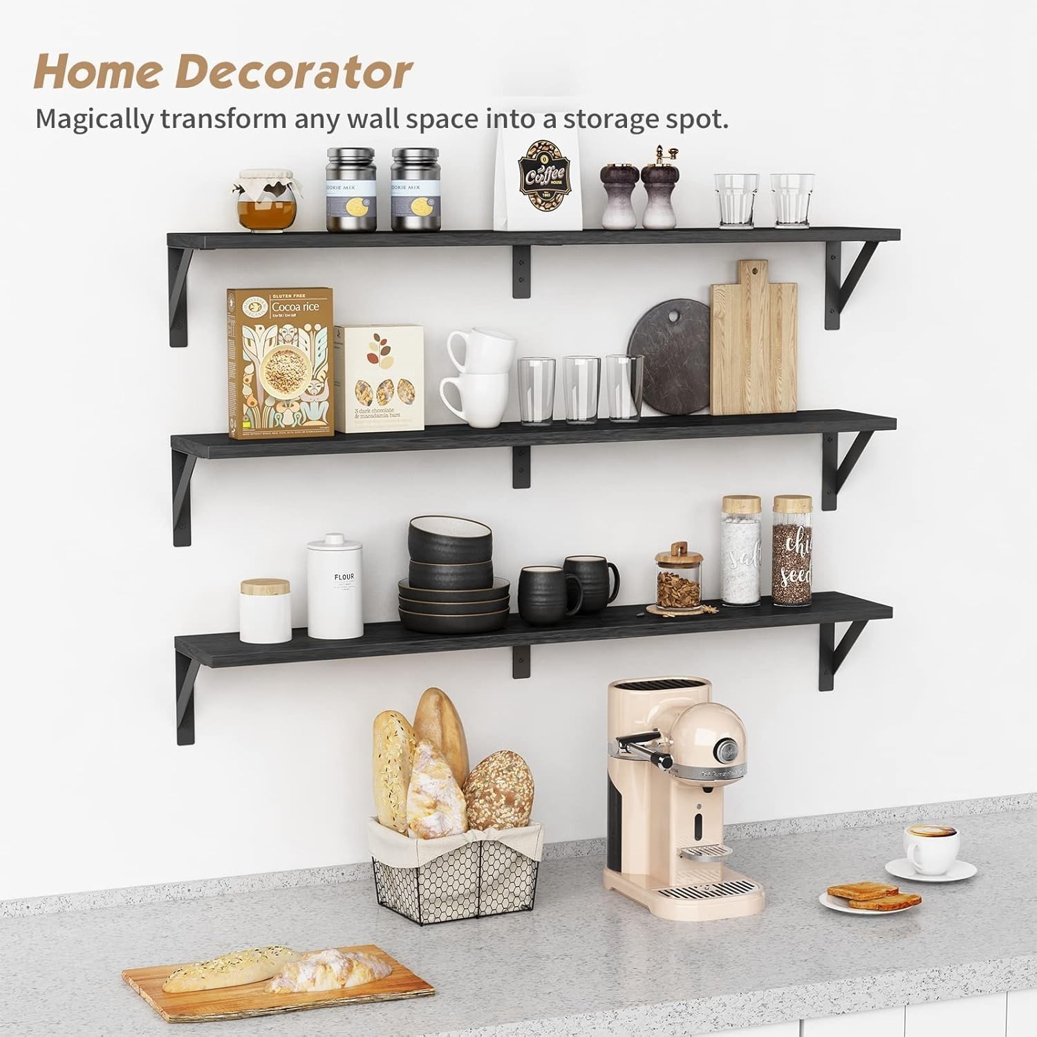 Floating Shelves 36 Inches Long 8 in Deep Set of 3 Large Wall Shelf Bedroom