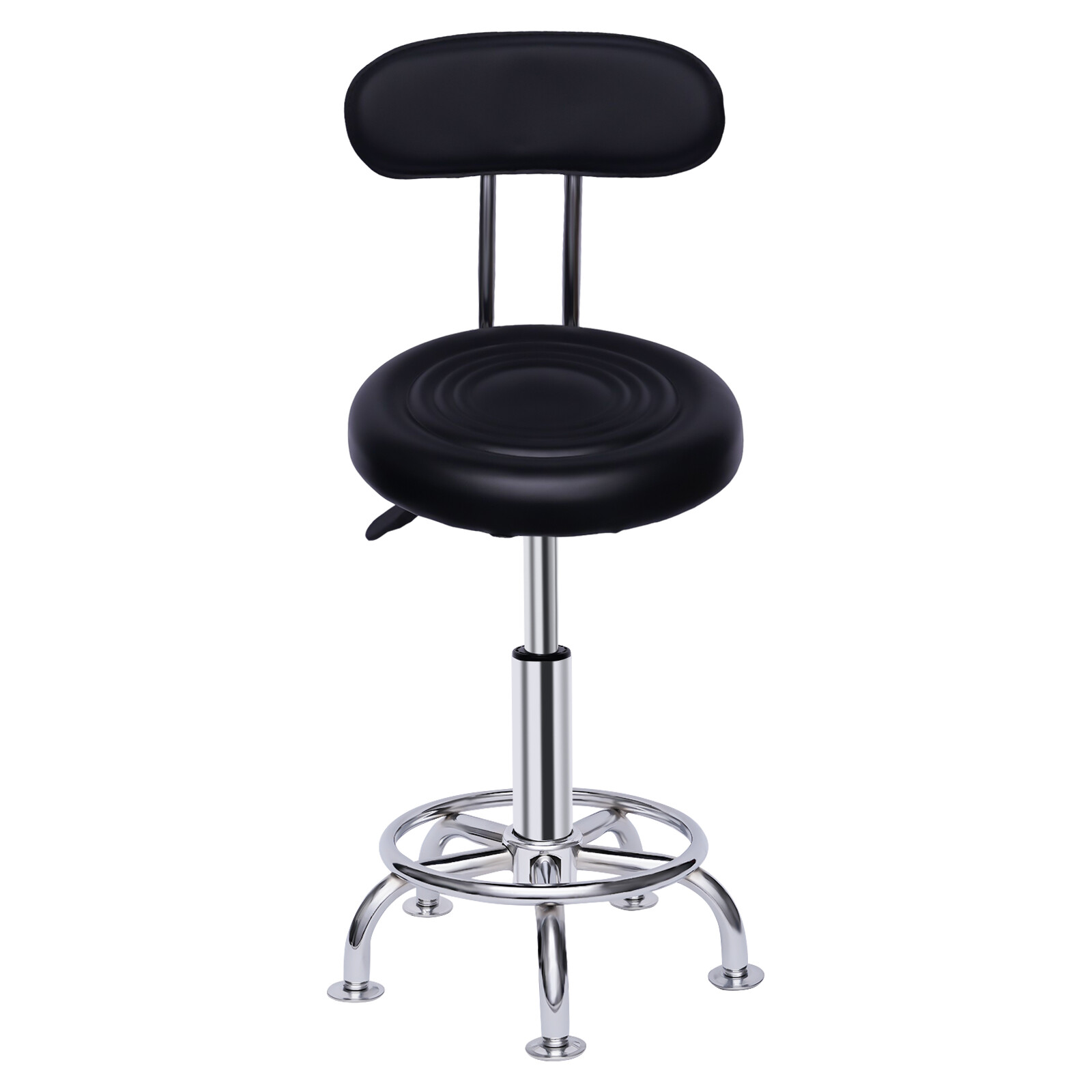 Work Shop Stool Rolling Chair Garage Seat Footrest Adjustable Height with Back