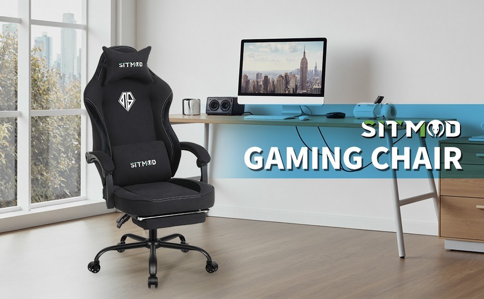 Gaming Chair, Video Gaming Chairs for Adults, Fabric Comfortable Computer Chair