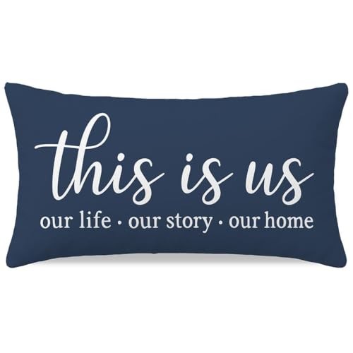 Decorative Pillow Cover 12×20 Inch Lumbar 20″ x 12″ (Pack of 1) Navy Blue
