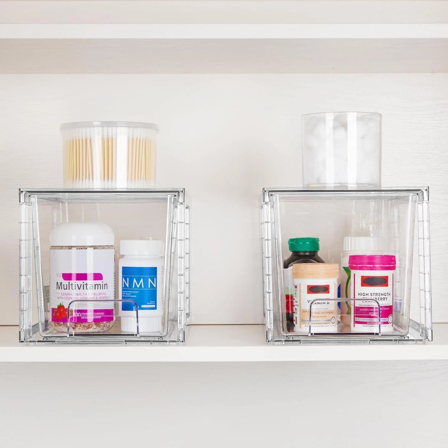 Elegant 4-Pack Stackable Storage Drawers for Kitchen and Bathroom Organization