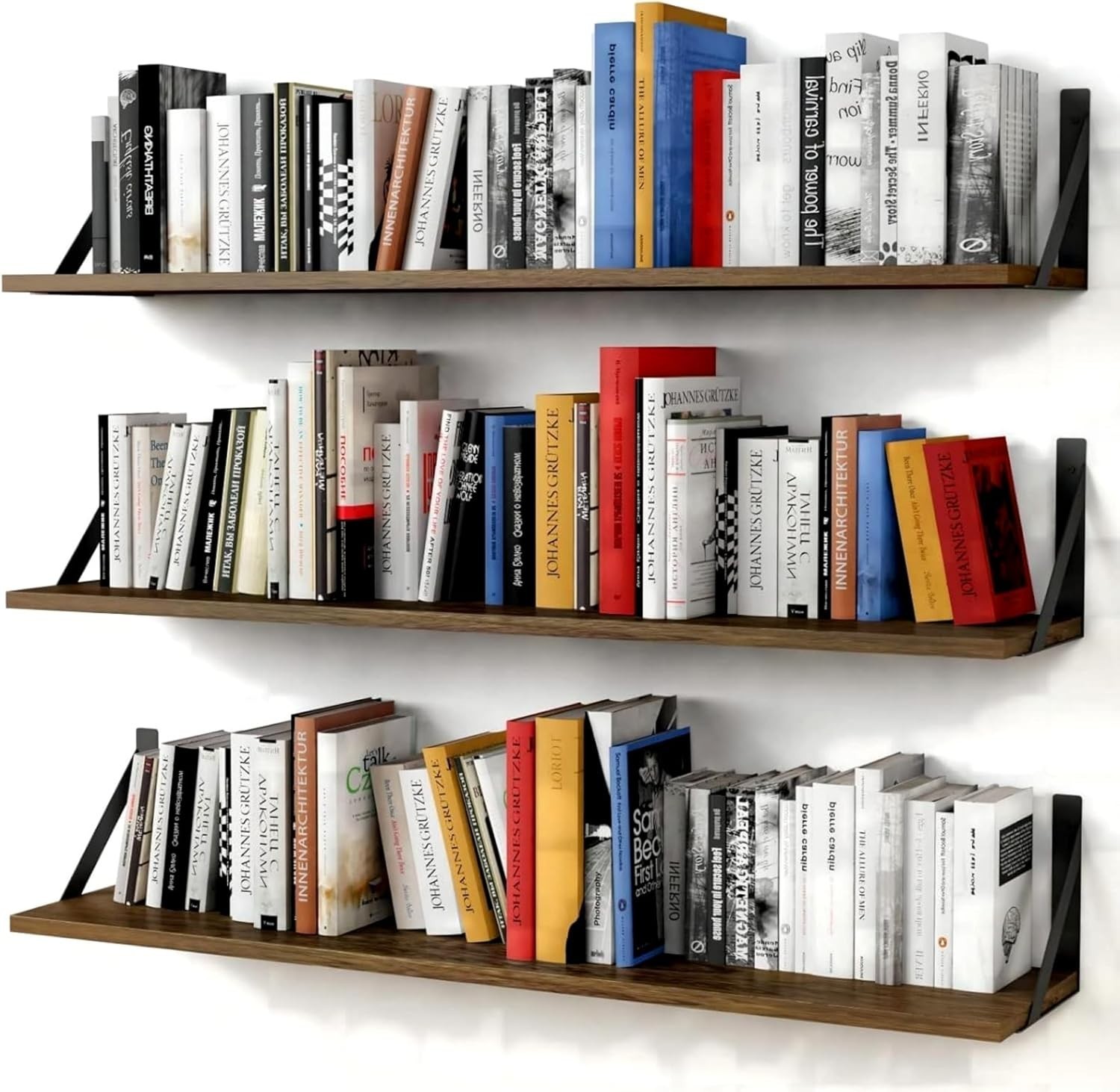 Floating Shelves 36 Inches Long 8 in Deep Set of 3 Large Wall Shelf Bedroom