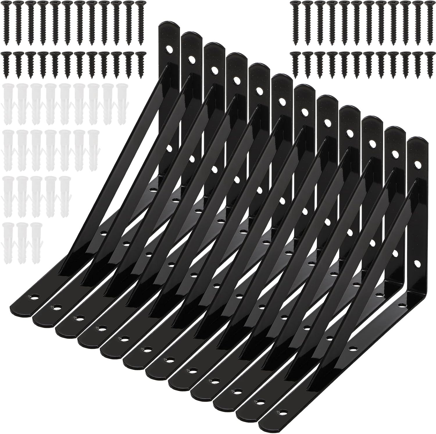 12 Pack Heavy Duty Shelf Brackets, 8 in X 5 in Wall Mount