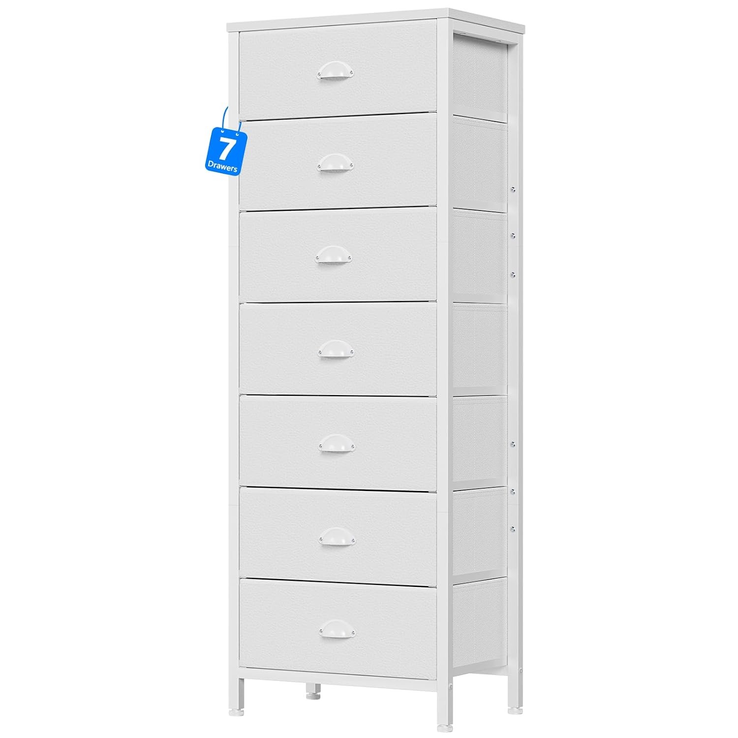 Furnulem White Tall Dresser for Bedroom with 7 Drawers, Vertical Chest of Drawer