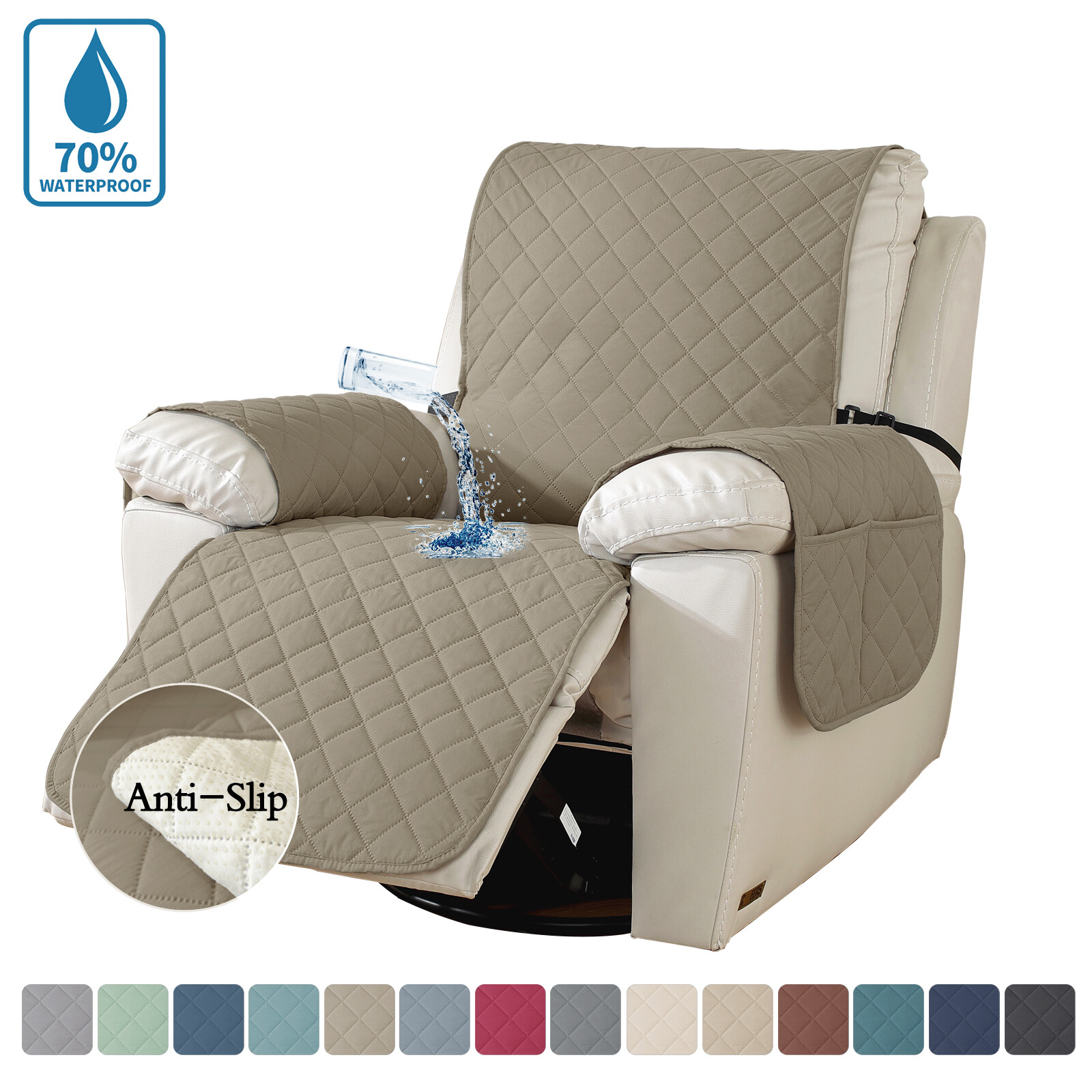 Waterproof Recliner Chair Covers with Arms Recliner Sofa Cover for Living Room