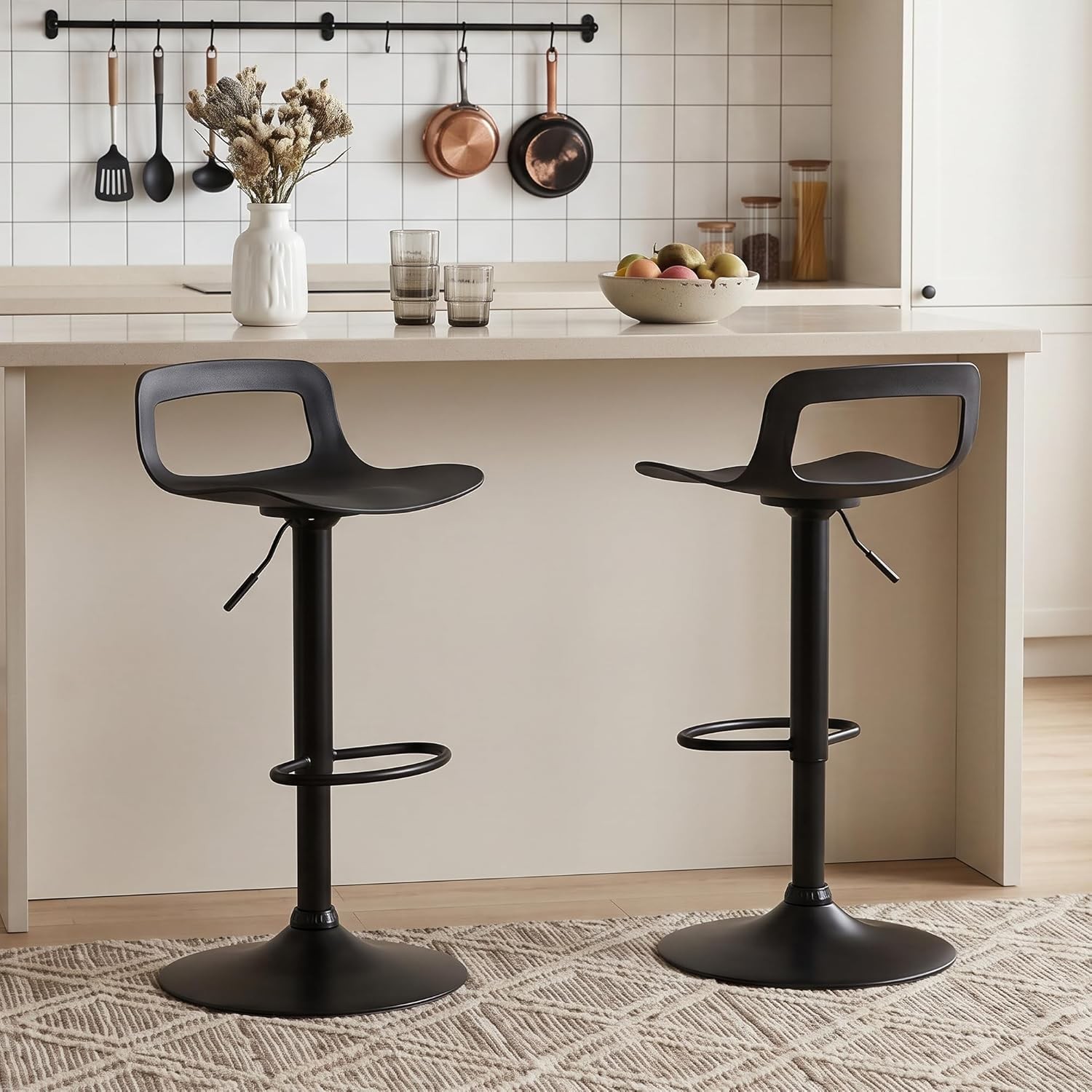 Modern Adjustable Bar Stool – 300 lbs Capacity, Waterproof PP Seat, Chrome Metal