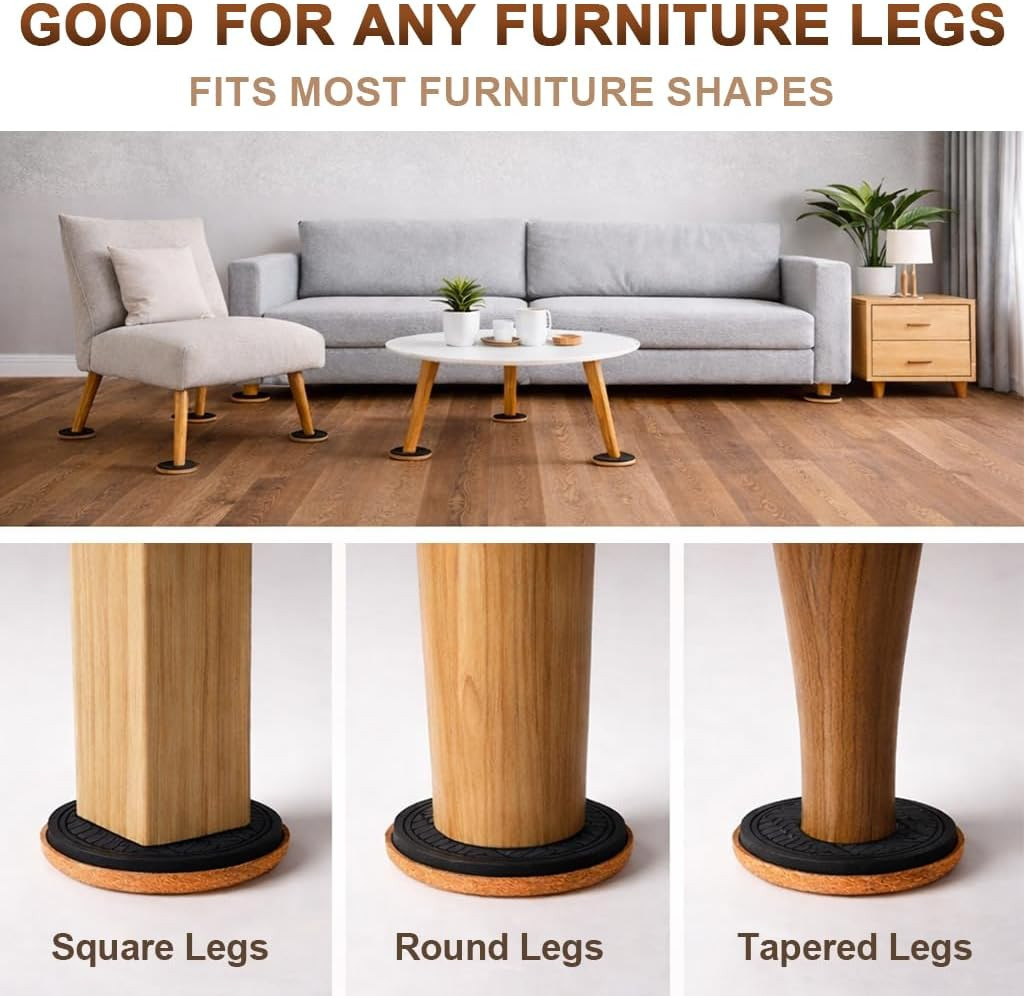 Felt Furniture Sliders for Hardwood Floors Protectors, PISAO 16 PCS 3 ½” Heavy D
