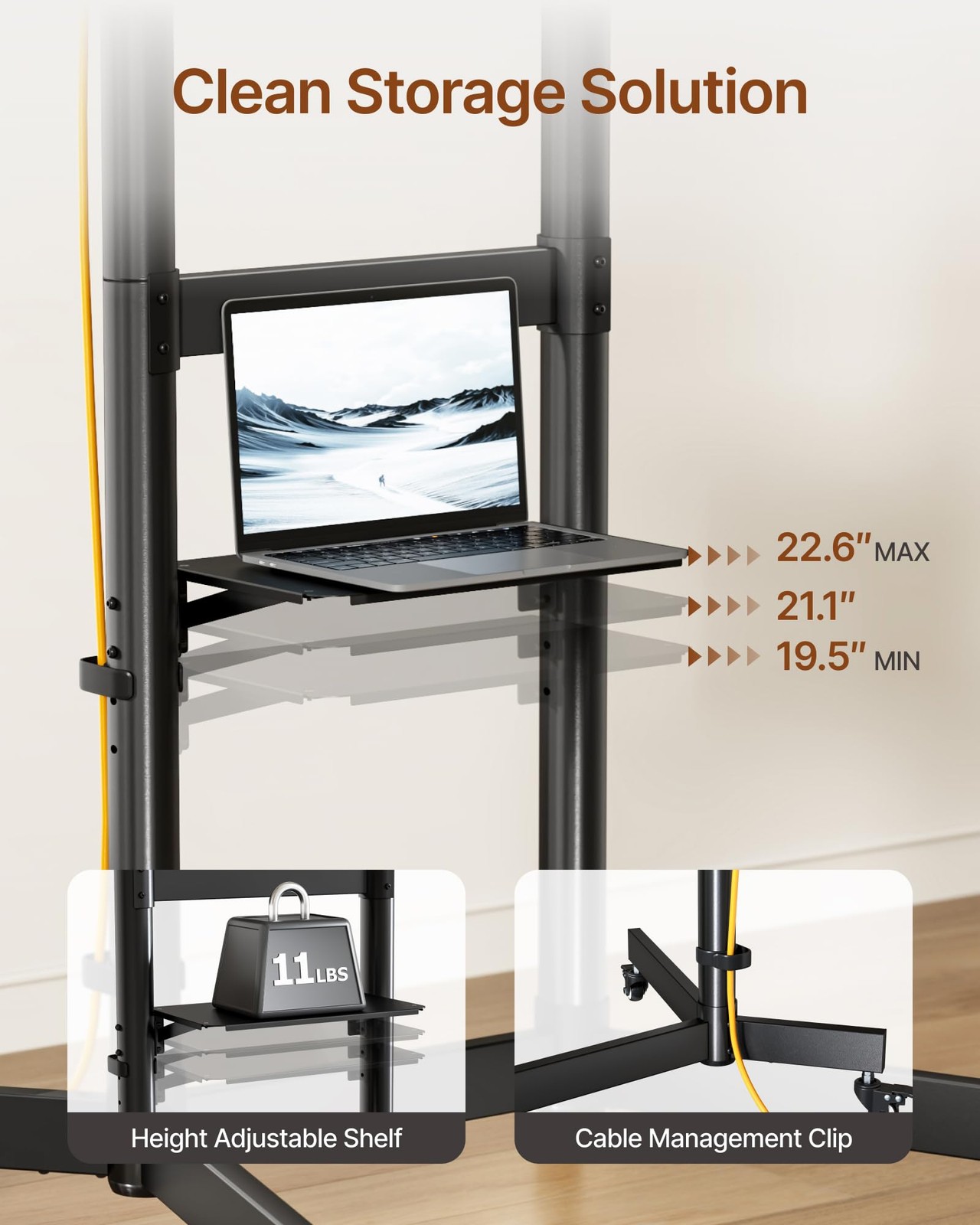 Heavy-Duty Rolling TV Stand for 55–100″ Screens — Supports 165 lbs, Stable Mo…