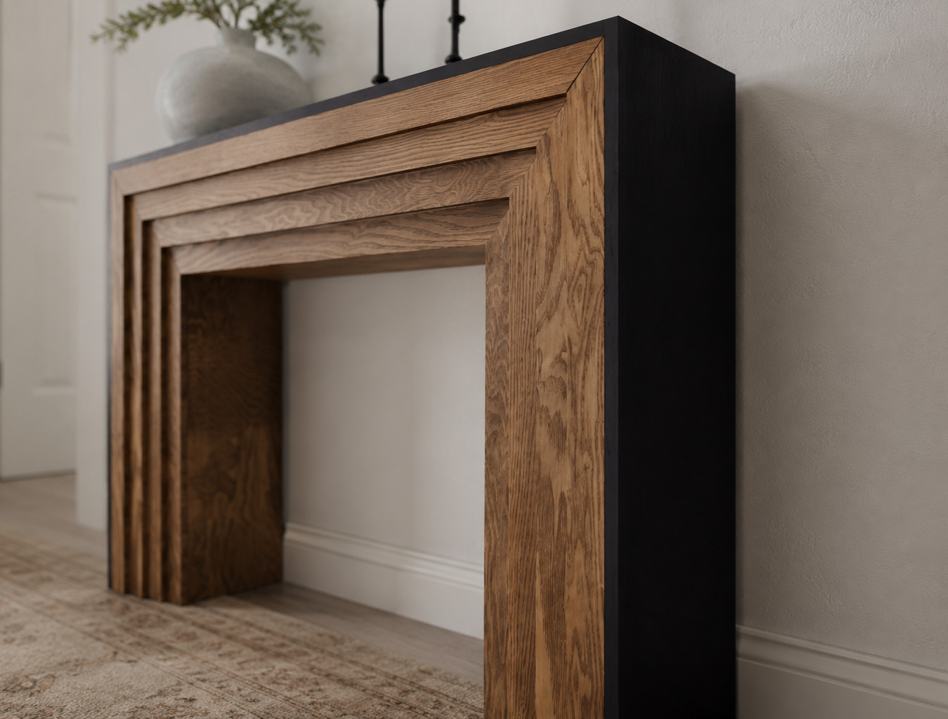 47.2″ Modern Rustic Console Table Black Natural Wood Entryway Sofa Table