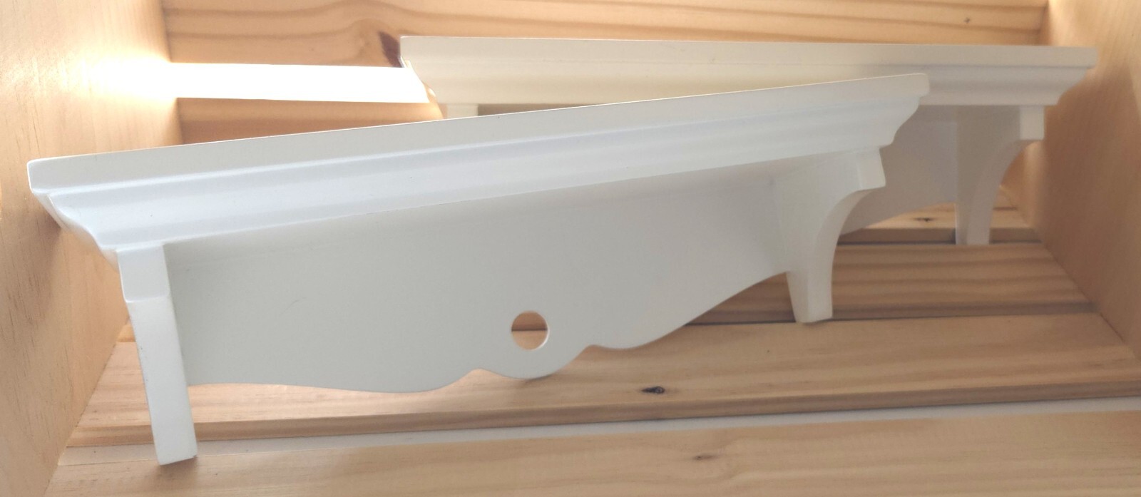 Set of 2 Shelves White 12in x 3.5in Plate Groove