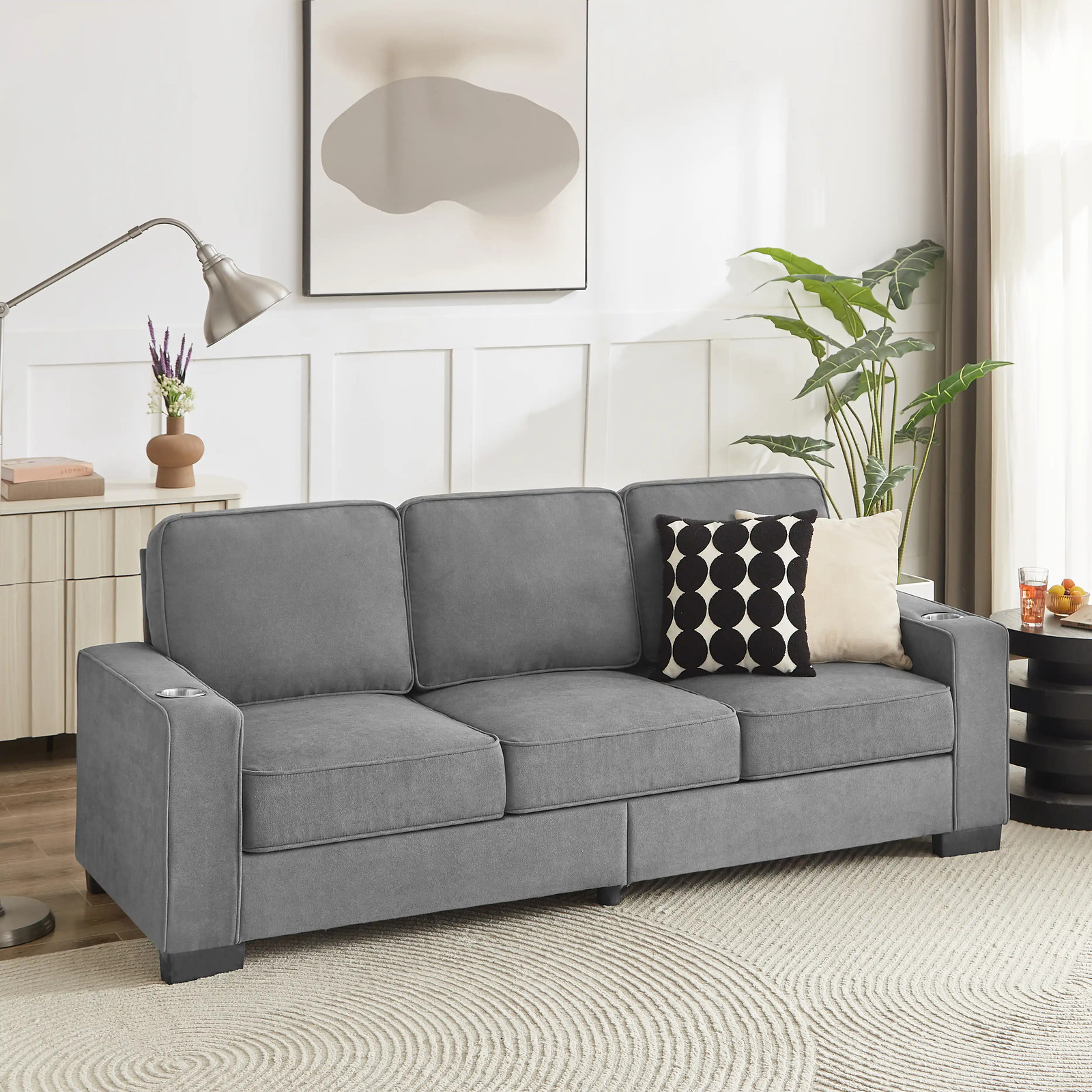 Couch sofa Fabric Gray Compressed Snowfleece Seater