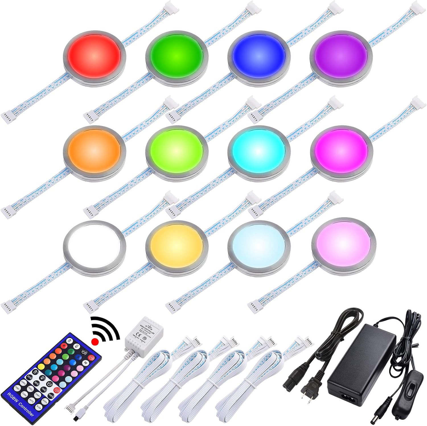 RGBW LED Closet Light, Bookcase Bookshelf Showcase Display Lighting, Multi Color