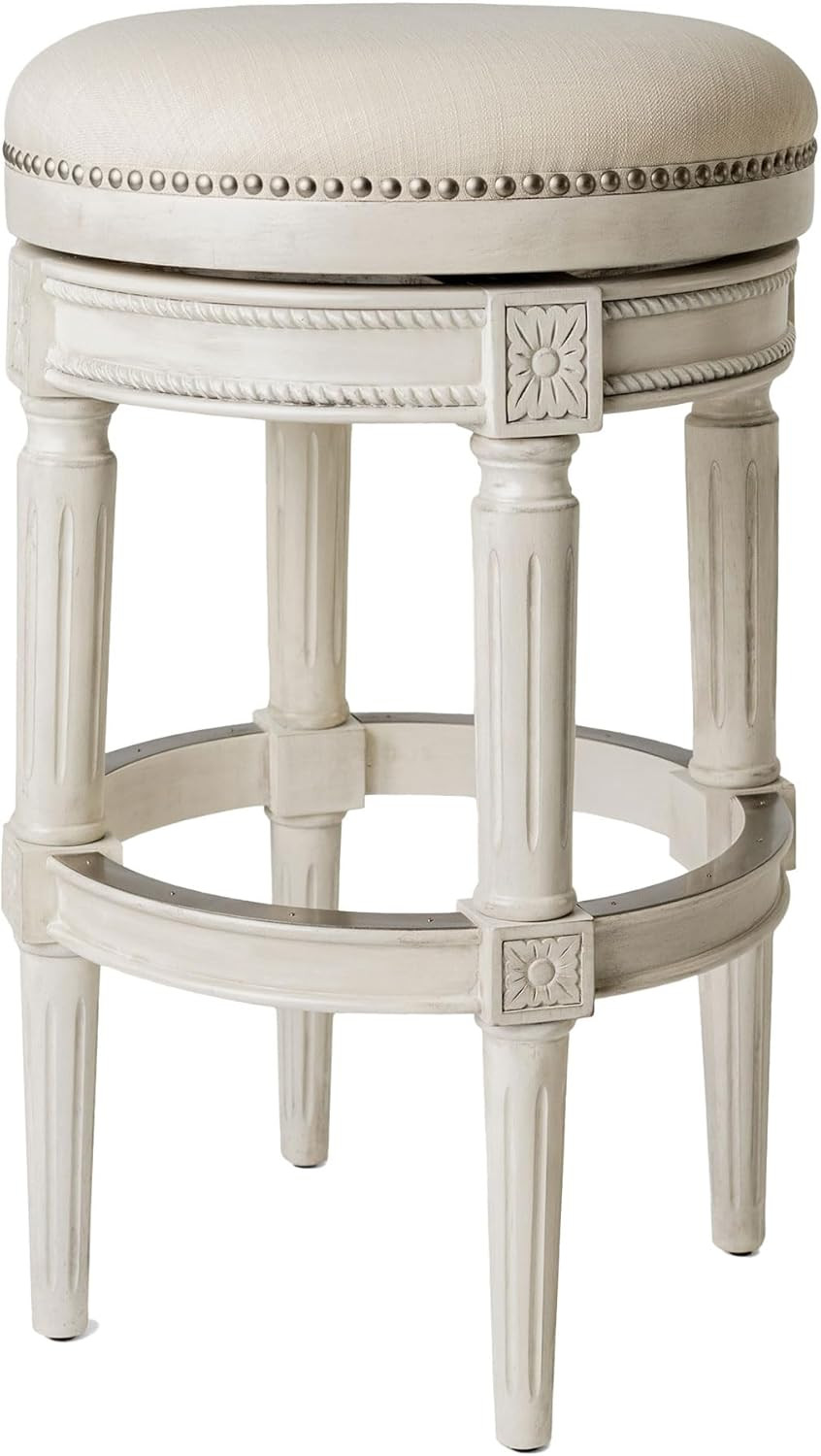 Maven Lane Pullman Backless Bar Stool 31 Inches – Swivel Stool with Footrest – W