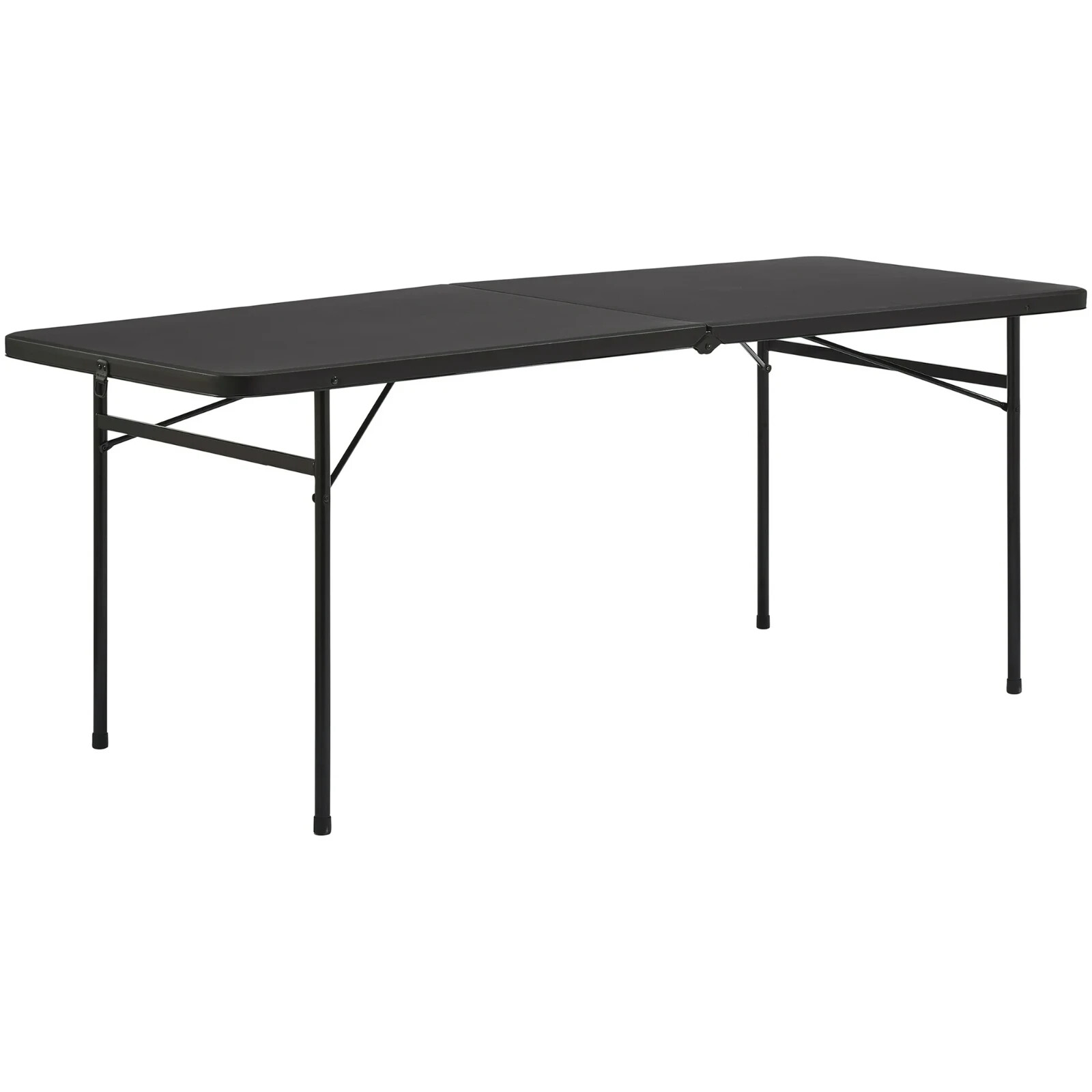 6 Ft Fold Table Half Fold Plastic Portable Home Office Party Travel Black New