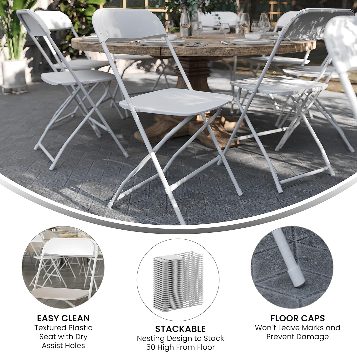 6 Sillas Plegables De Plástico Para Eventos – Apilables Bodas Y Fiestas 650LB US