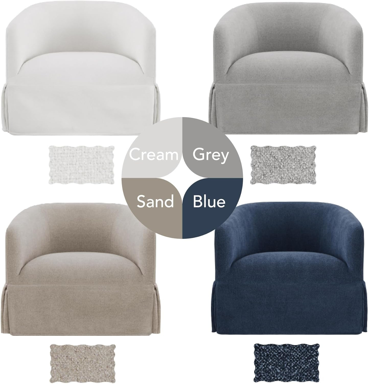 Set of 2 Modern Swivel Accent Chairs for Living Room & Nursery – Blue