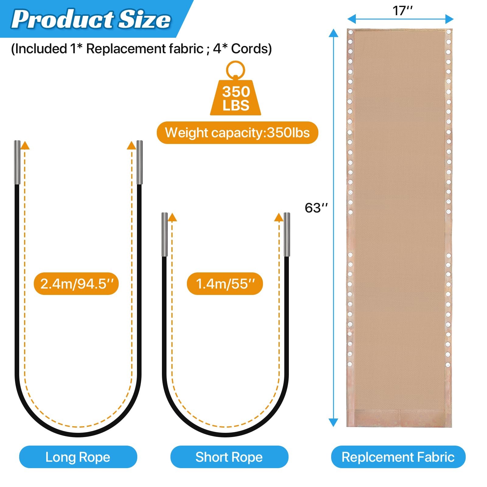 Ostlttyn Zero Gravity Chair Replacement Fabric Kit, 17″ W x 63″ L Repair Clot…