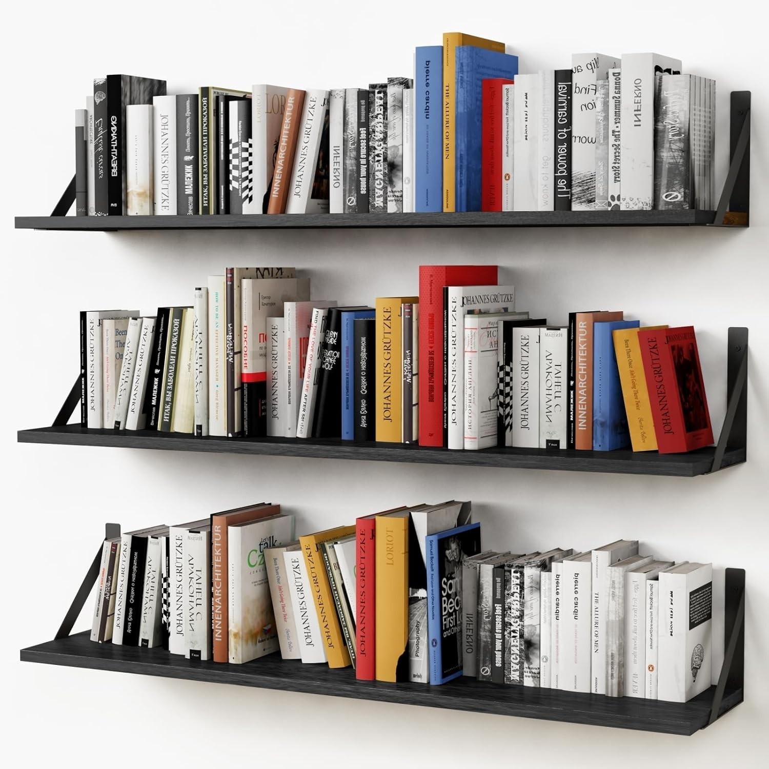 Floating Shelves 36 Inches Long 8 in Deep Set of 3 Large Wall Shelf Bedroom