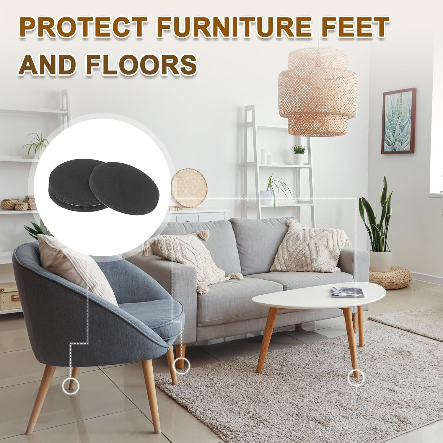 10 Pcs Non Slip Furniture Pads, 28/9″ (80mm x 3mm) Self Adhesive Furniture Gr…