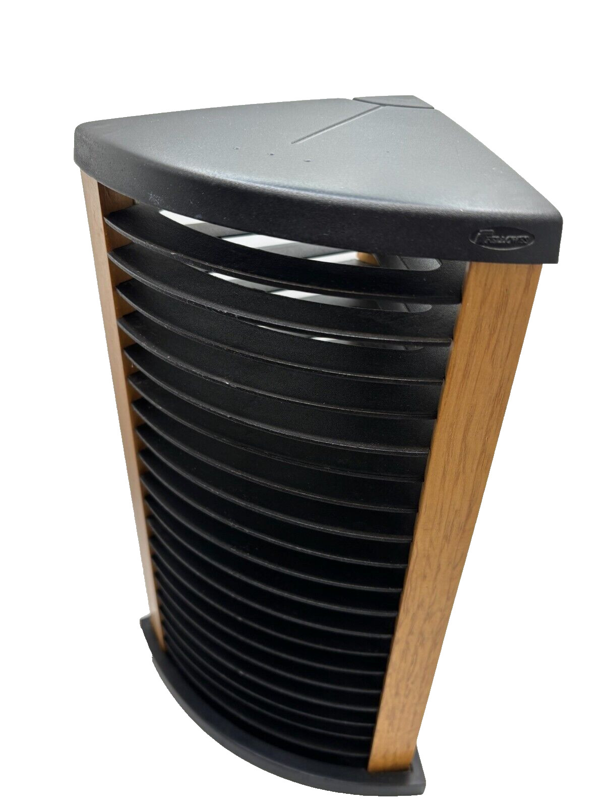 Fellowes Vintage90sX 20 CD Tower Rack Holder Wood Black Plastic InGood Condition