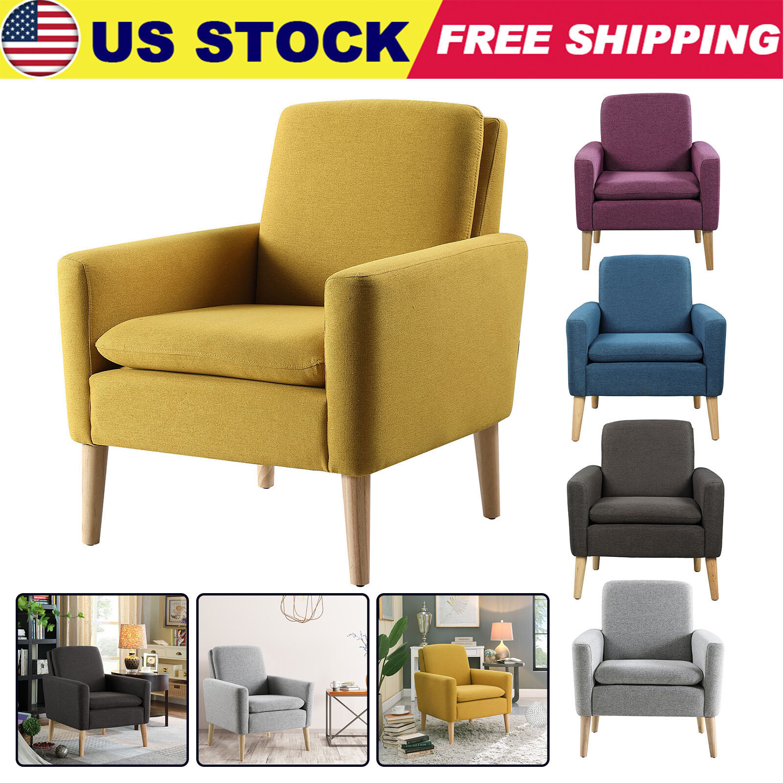 Living Room Modern ArmChair Single Sofa Polyester Blend Arm Accent Chairs