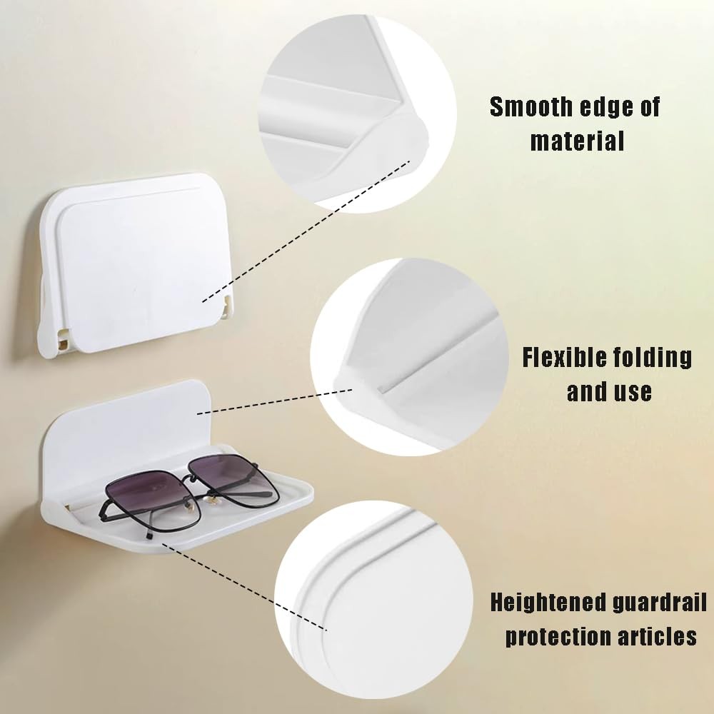 2 PCS Foldable Wall Storage Holder Plastic Floating Shelf Stick On 7 Inches