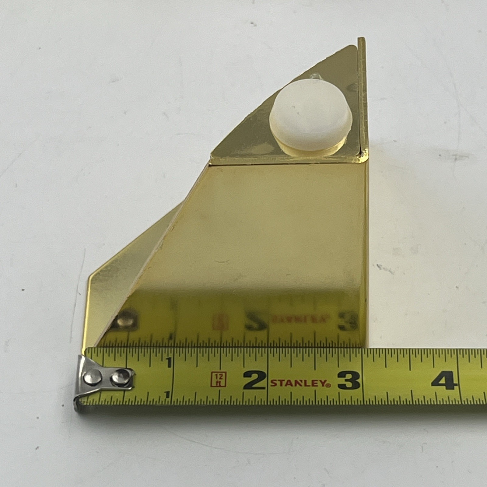 Lot Of 4 Metal Furniture Feet Gold Finish 3.5 Inches Tall X 3 Inches Wide W/ Tab