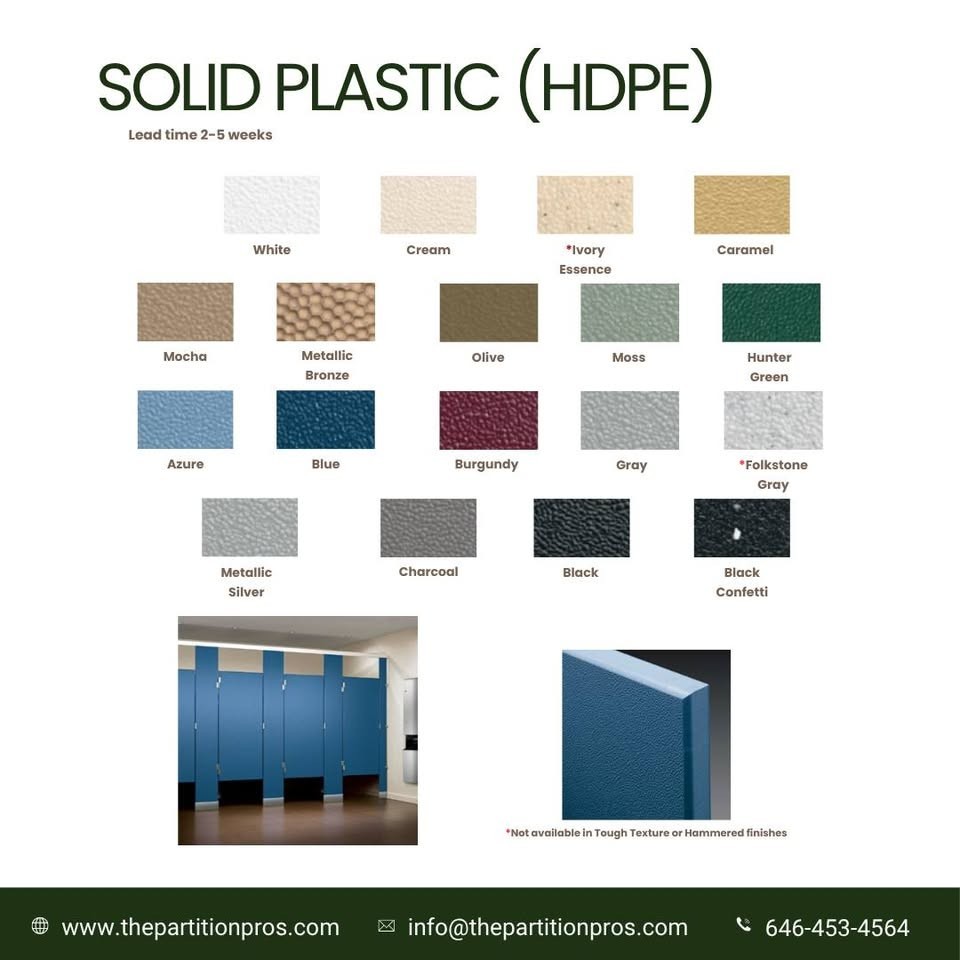 Bathroom Stalls, Partitions, Urinal Screens, Dividers, Hardware, Accessories