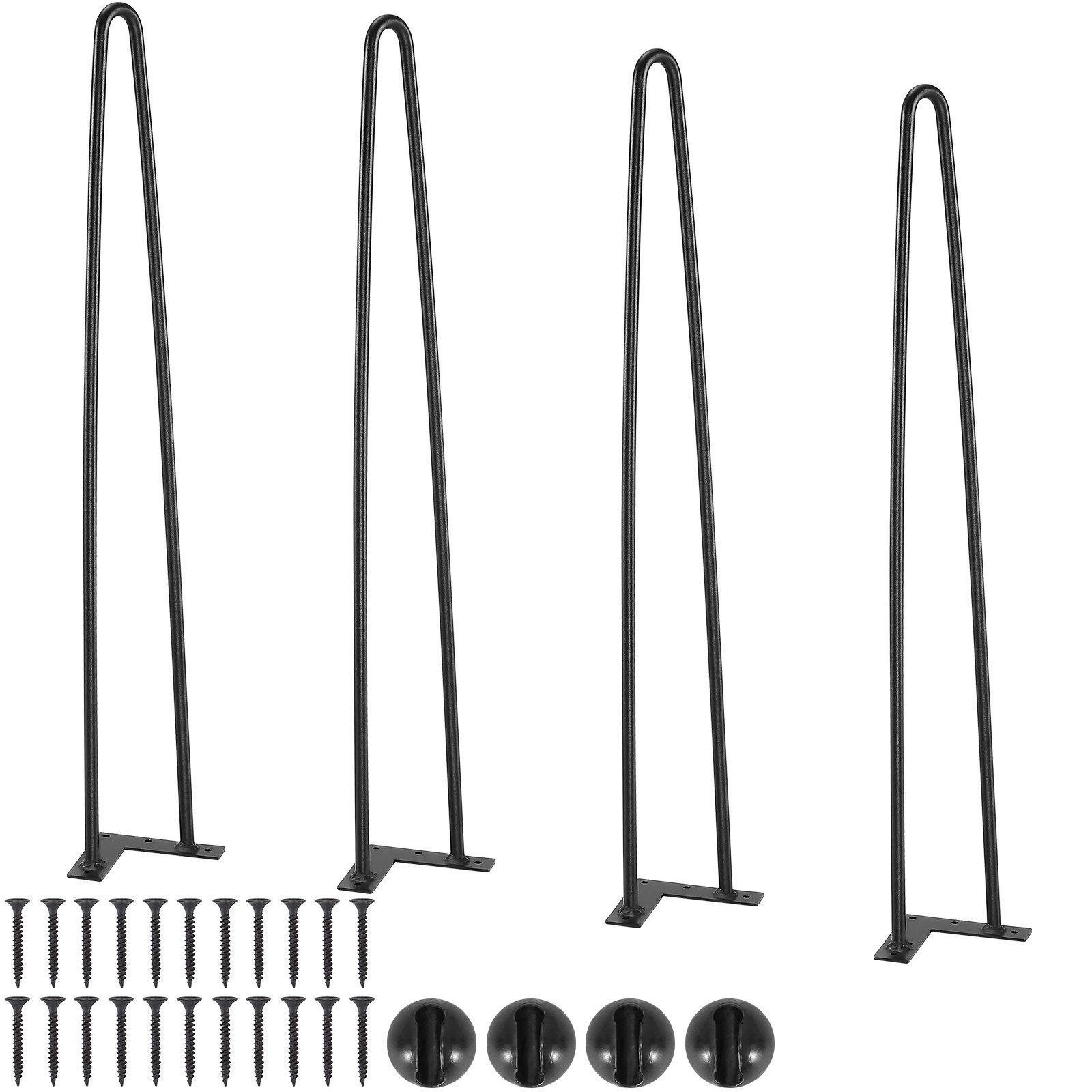 28in Black Hairpin Table Legs 4PCS, 500lb Load Capacity