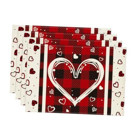 Black Love Mother’s Day Placemats Set of 4, 12″ x 18″, Rectangular 4 Pcs Red