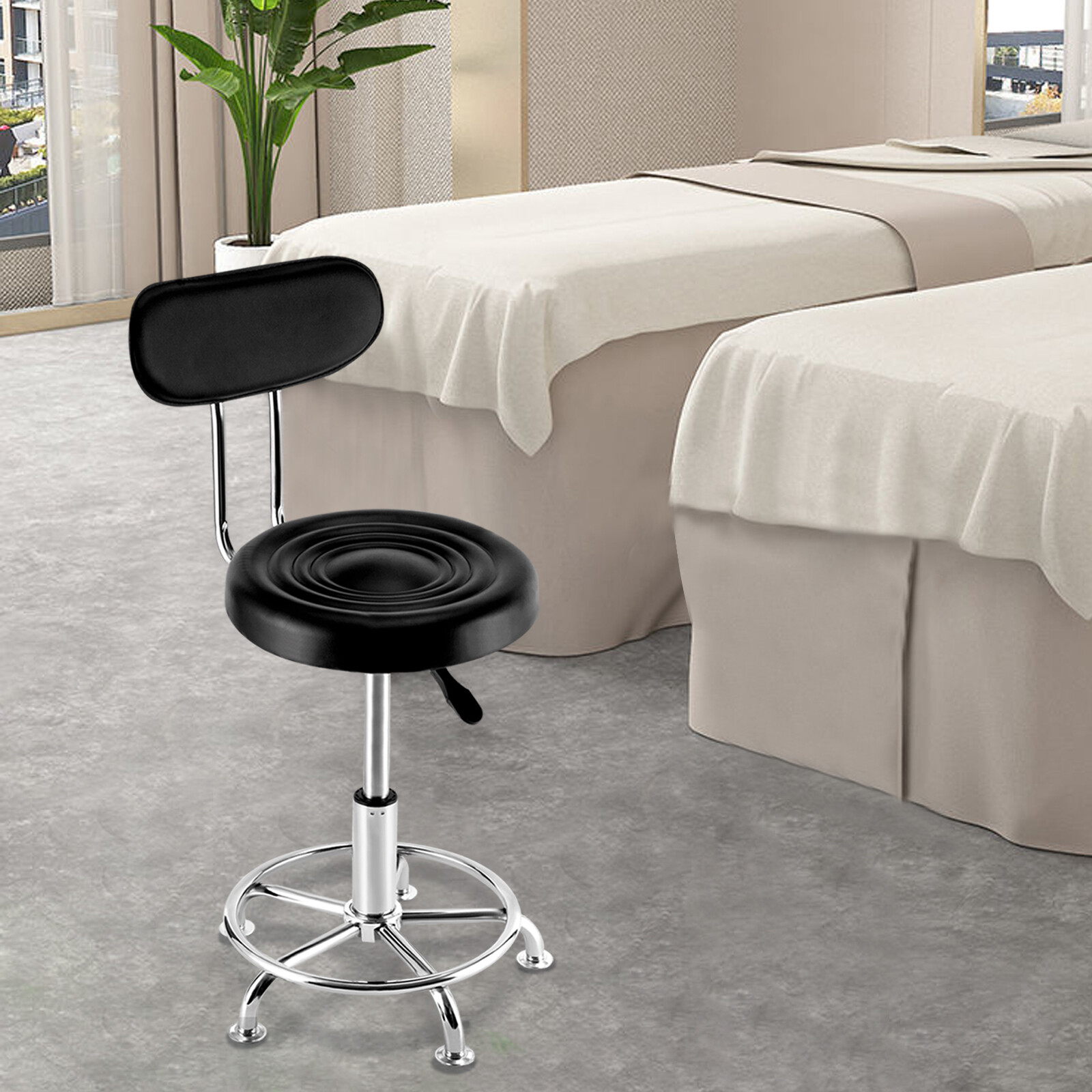 Garage WorkShop Stool Bench Mechanics Swivel Chair Height-Adjustable Seat Black