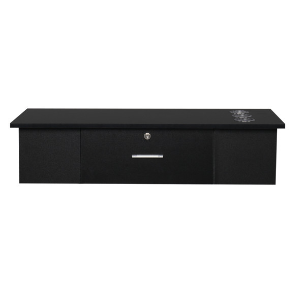 Wall Mount Drawer Cabinet with Lock & 3 Cup Holders Barber Beauty Salon Black