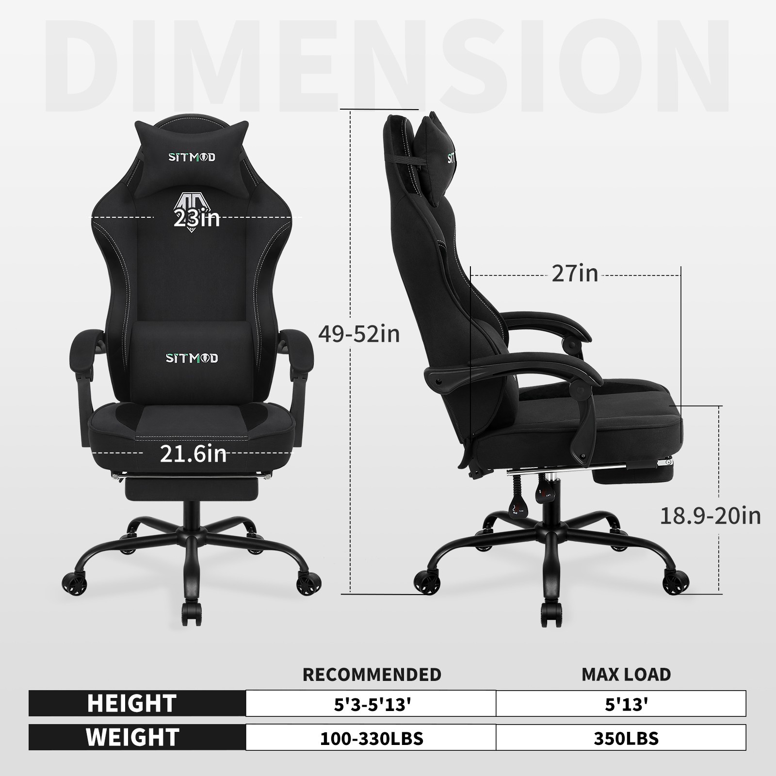 Gaming Chair, Video Gaming Chairs for Adults, Fabric Comfortable Computer Chair