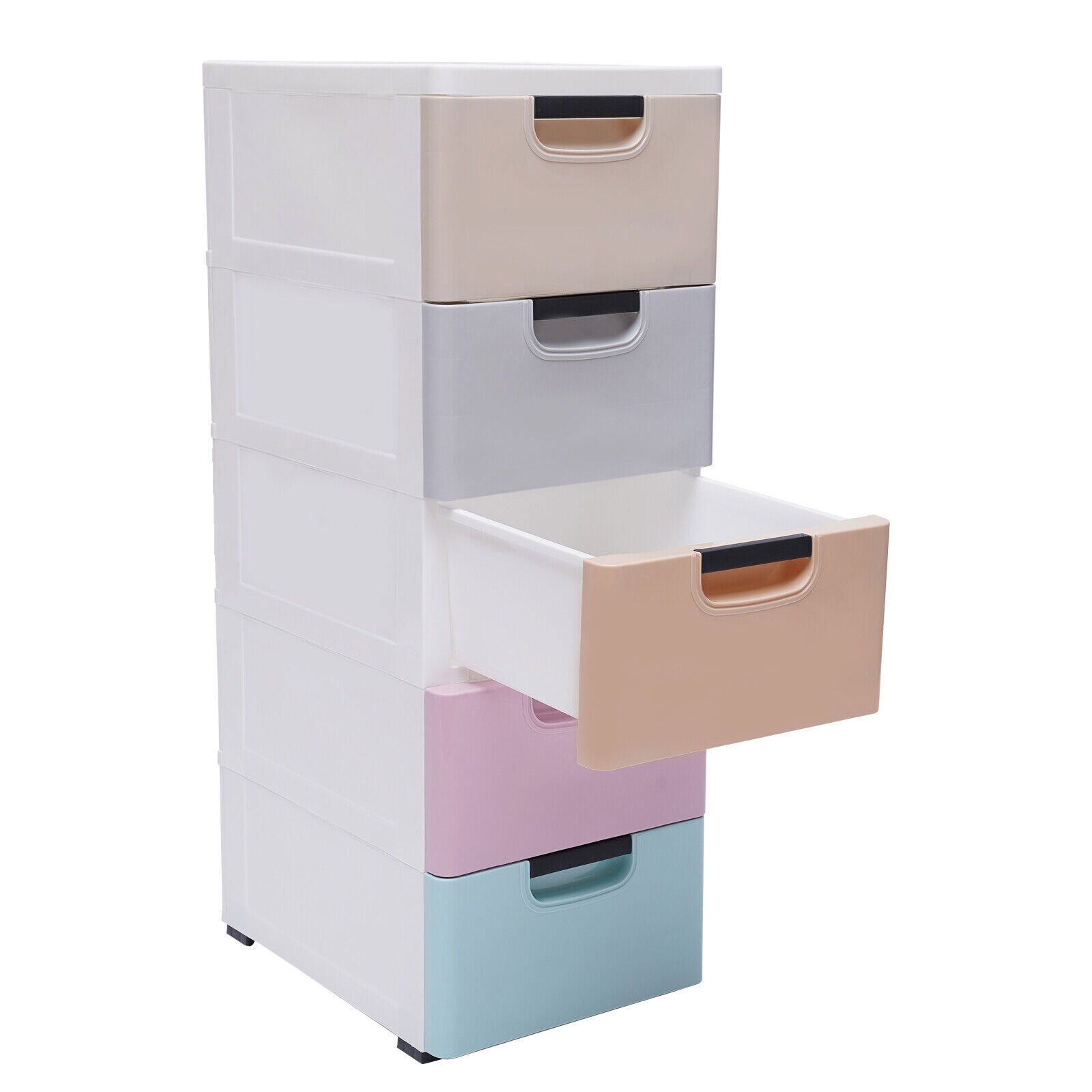 5-Tier Plastic 5 Drawers Dresser Storage Cabinet Bedroom Chest Closet Organizer