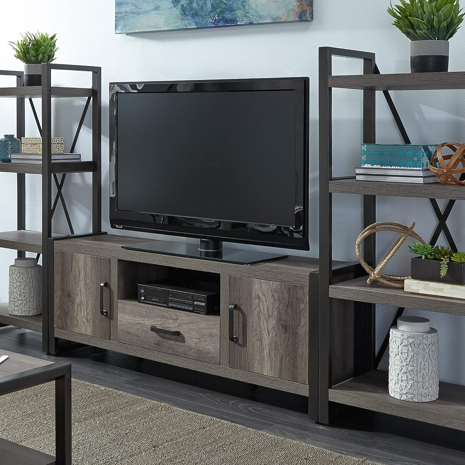 Tanners Creek Medium Gray Entertainment Center with Piers – Liberty Furniture