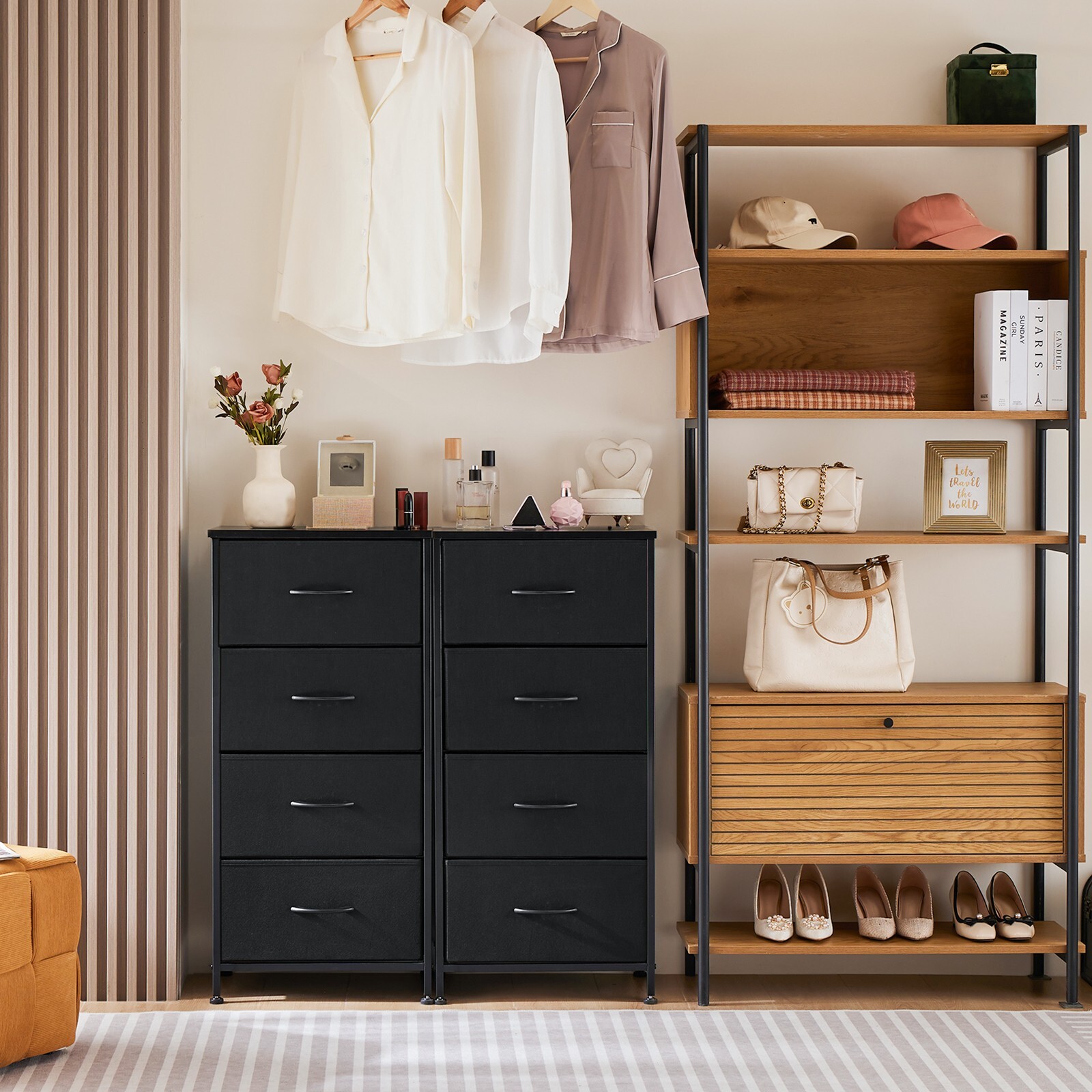 4 Fabric Drawer Dresser for Bedroom, Storage Organizer Unit Chest of Tower