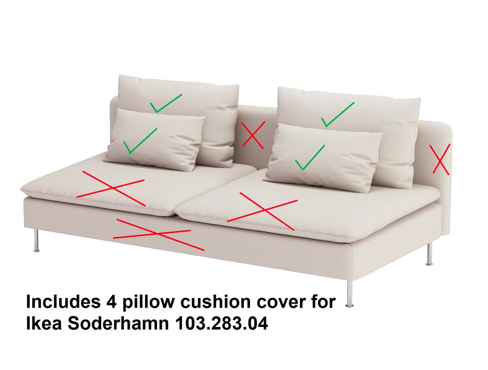 Ikea SODERHAMN 4 pillow cushion cover finnsta white 103.283.04, USED See Photos
