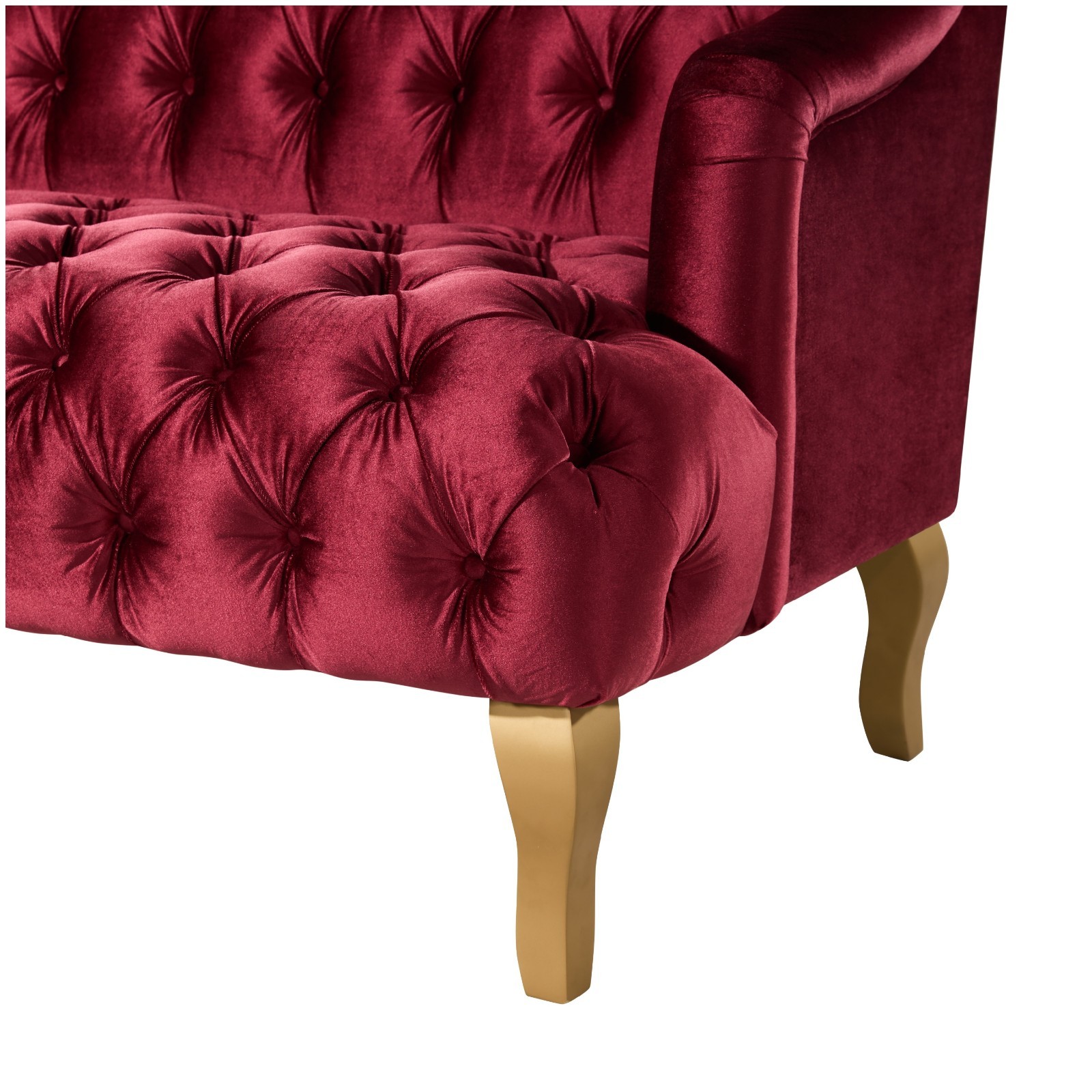 3 Seaters Velvet Sofa Button Tufted Couch With Rolled Arms Solid Wood Legs